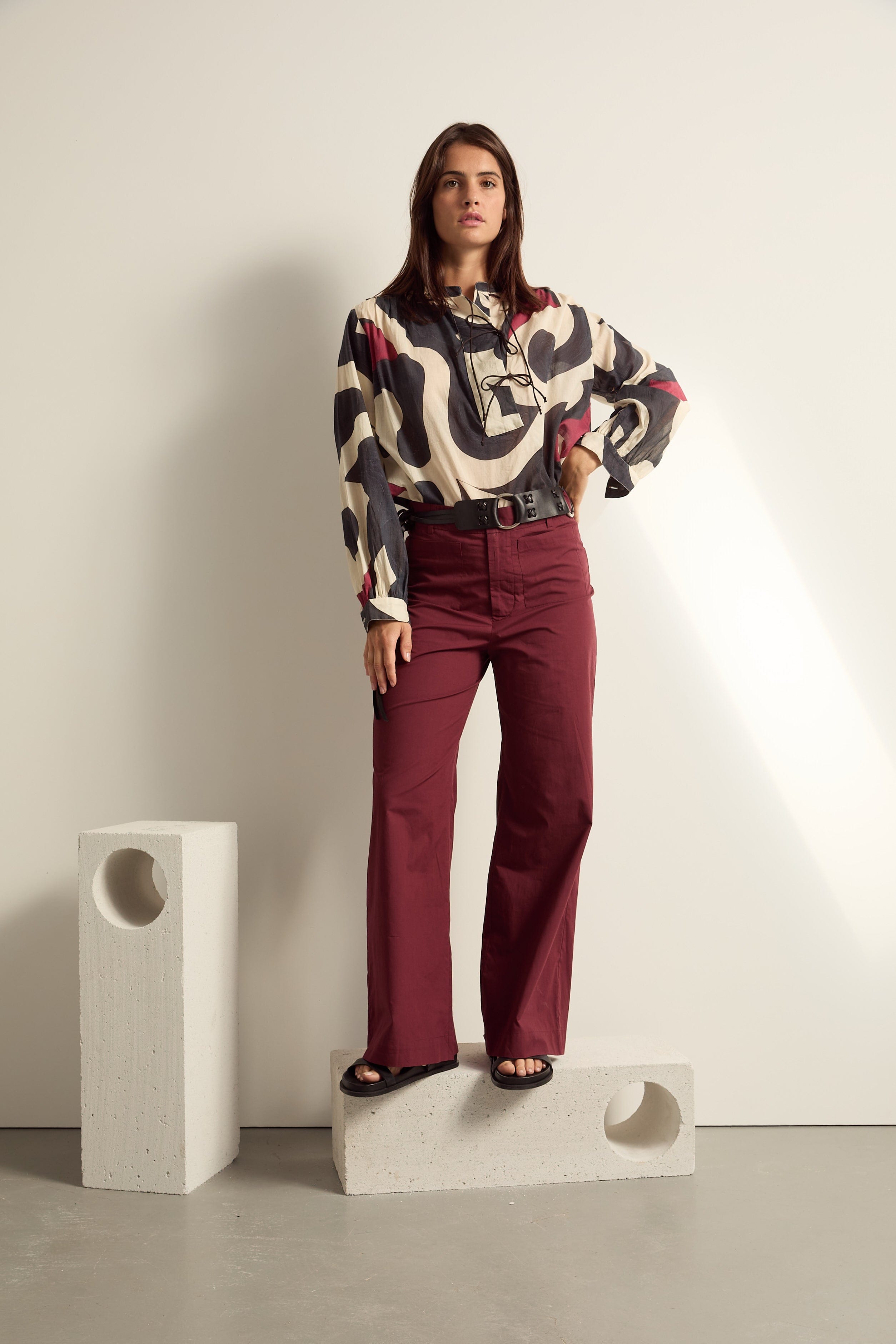 BLOUSE JOJO IMPRIME RODEO - BLACK