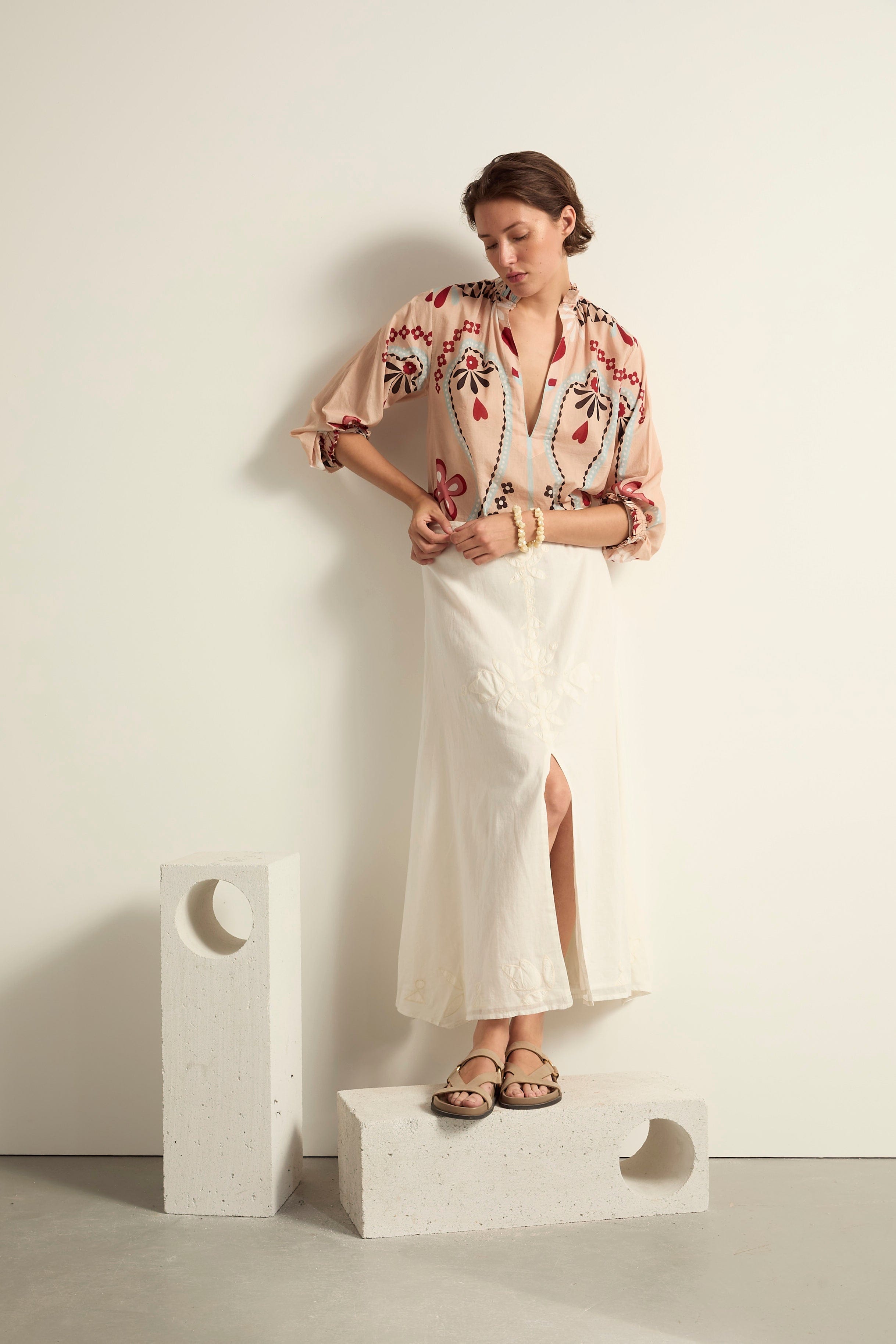 BLOUSE SAPHO IMPRIME BLOSSOM - PASTEL ROSE
