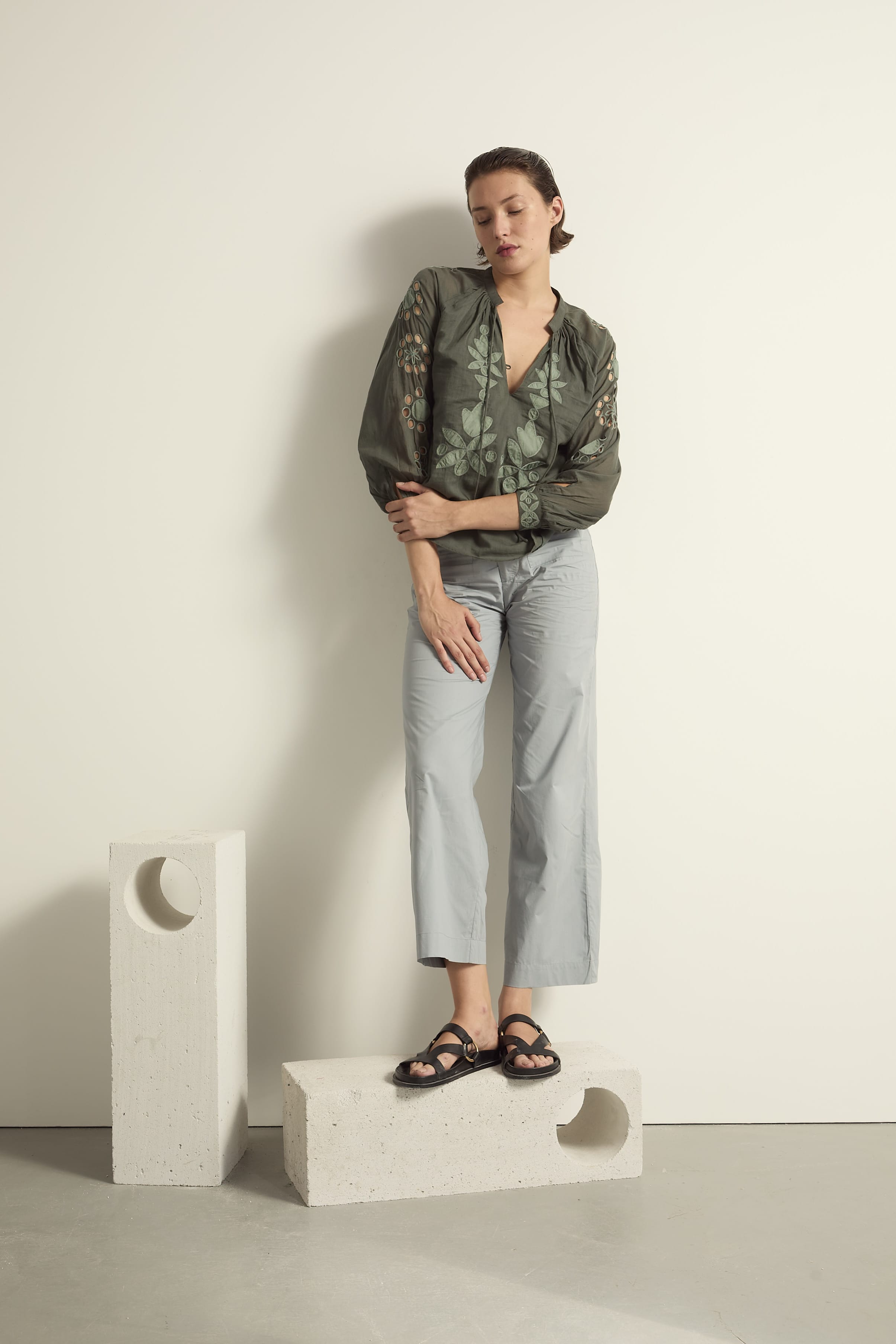 BLOUSE ROSALIE FLORAL - ARDOISE