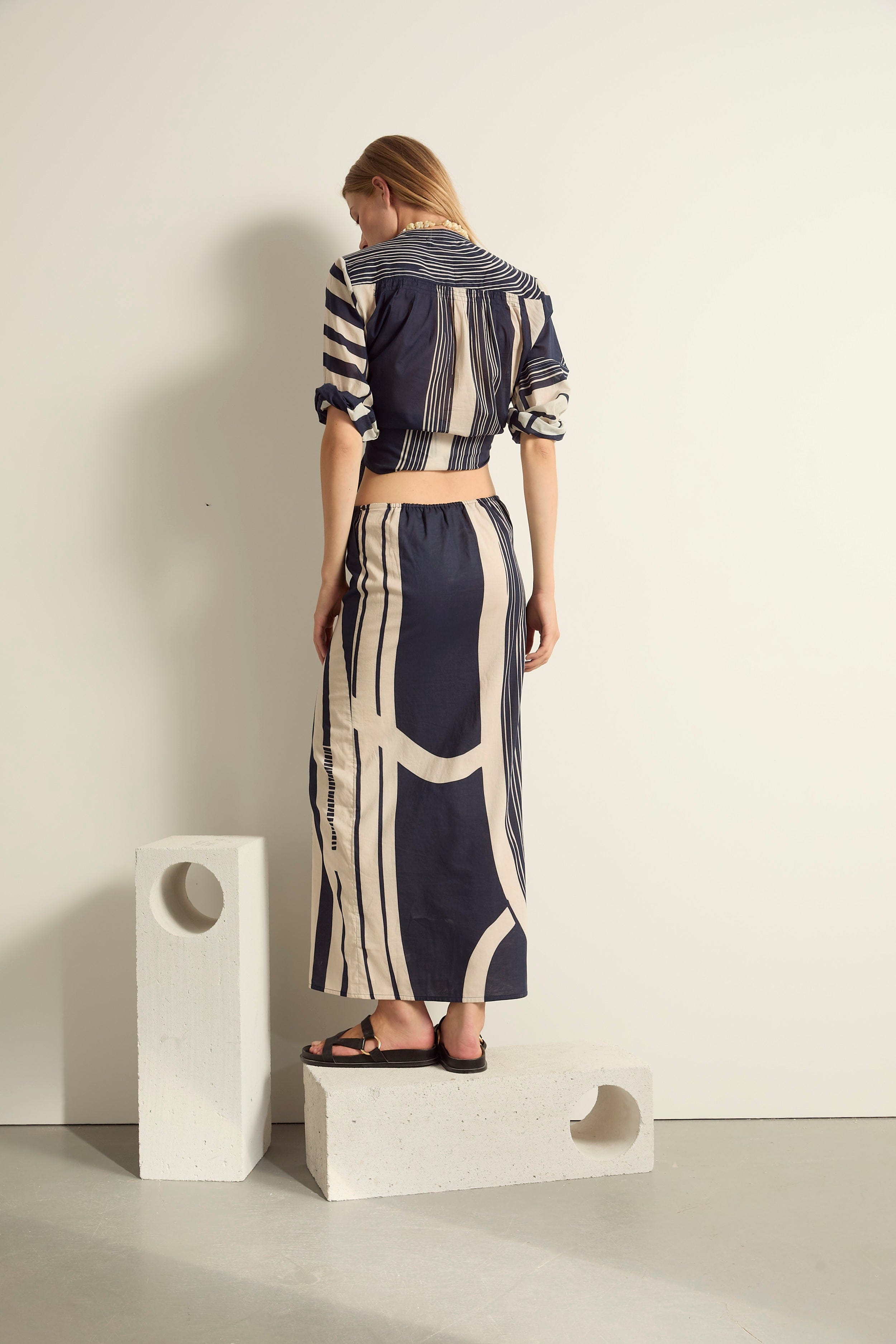 JUPE PIA IMPRIME CAROUSEL - INK BLUE