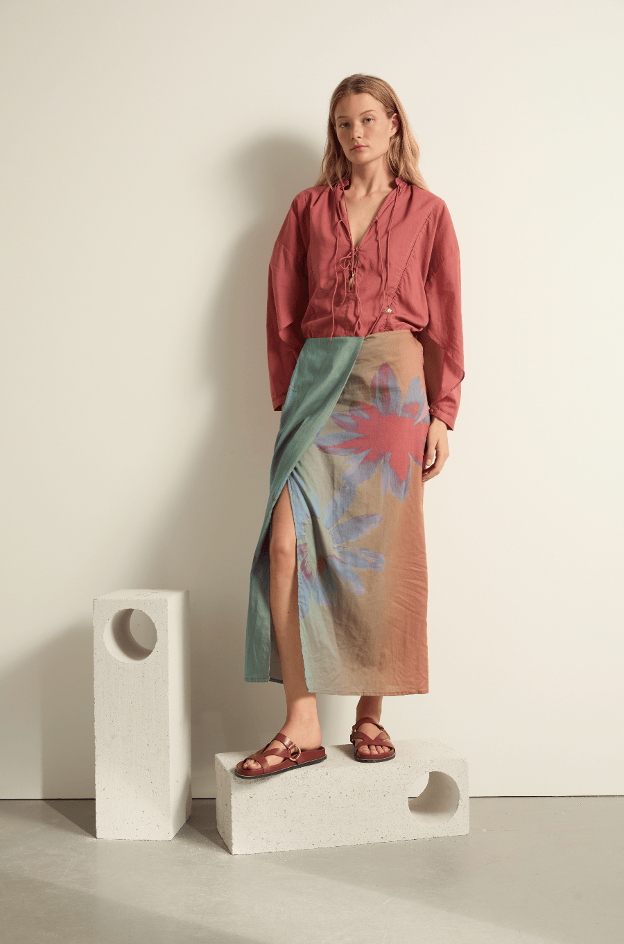 JUPE PIA IMPRIME SUNRISE - CORAIL