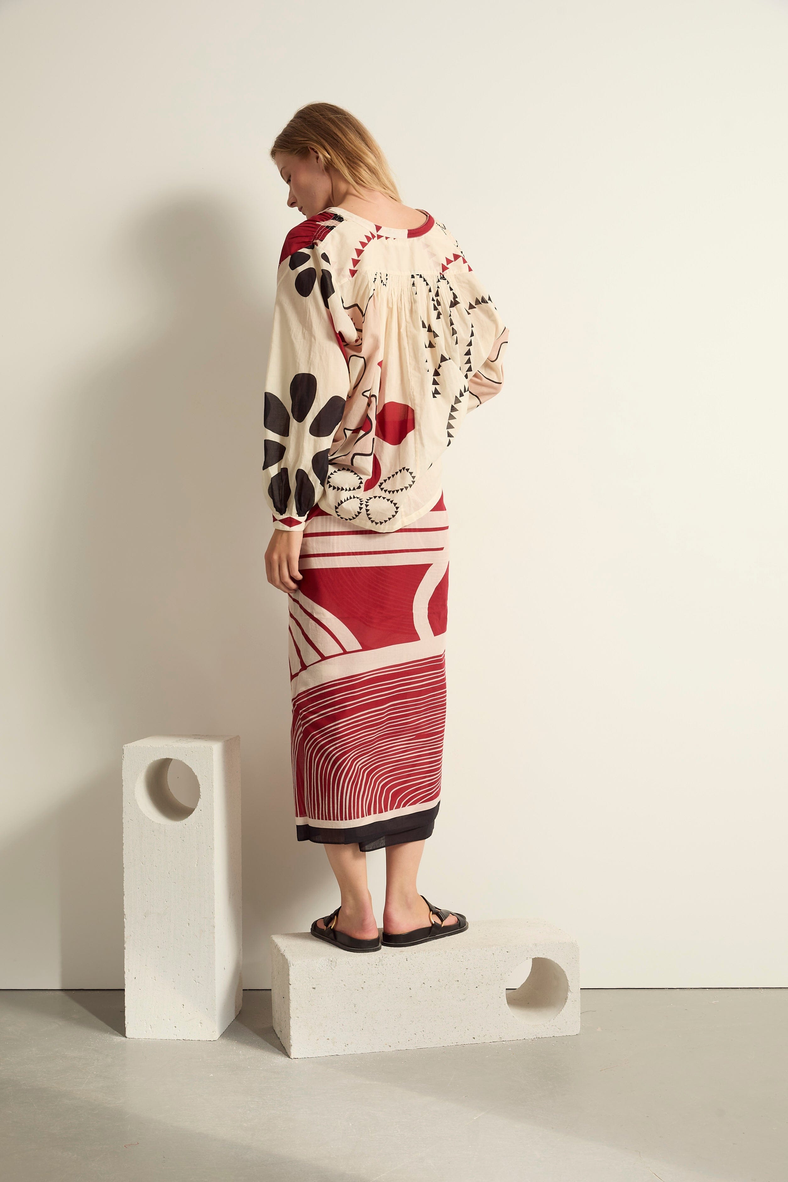 BLOUSE VENACO IMPRIME WESTERN - OFF WHITE