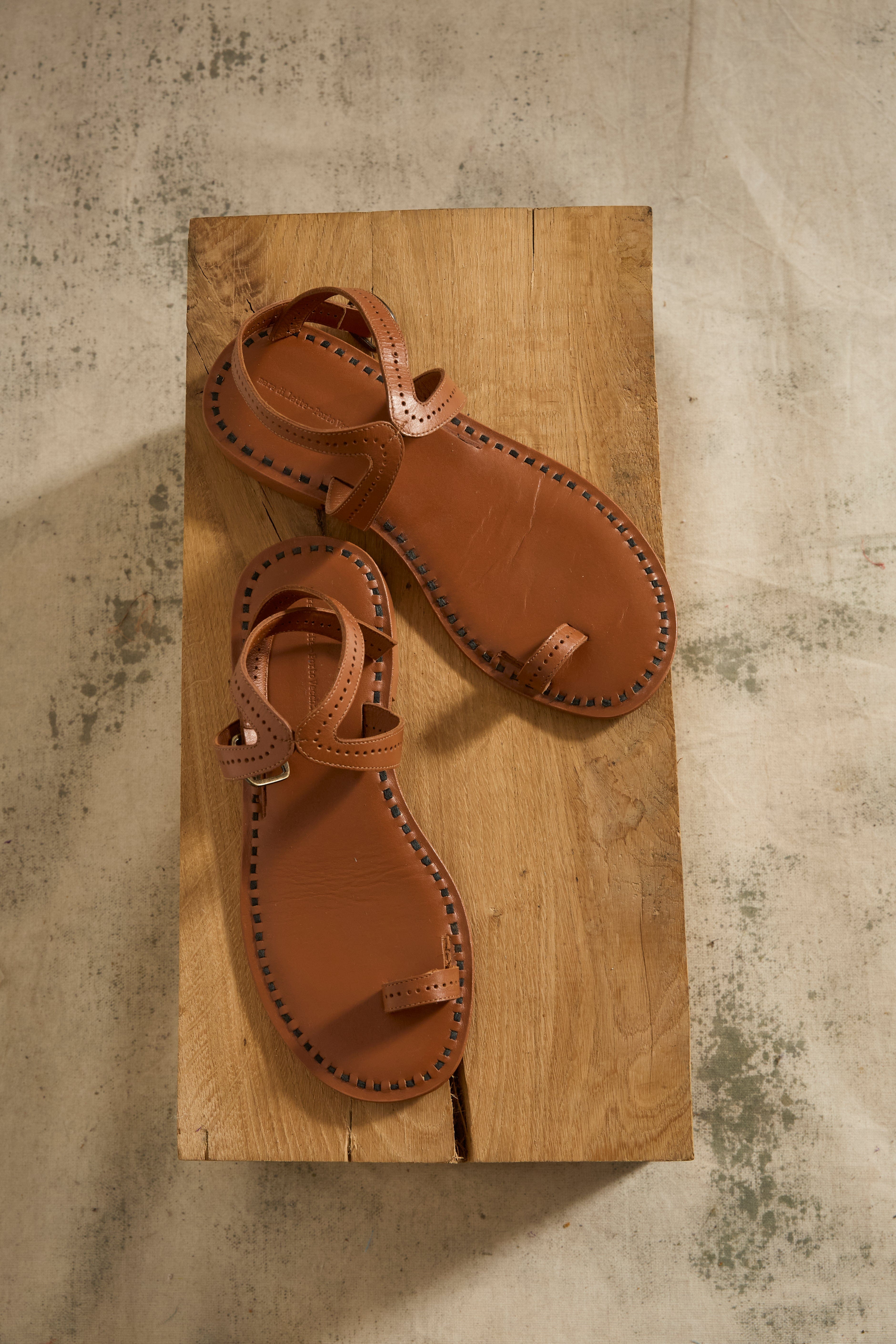 SANDALES EN CUIR IRENE BIS - CAMEL