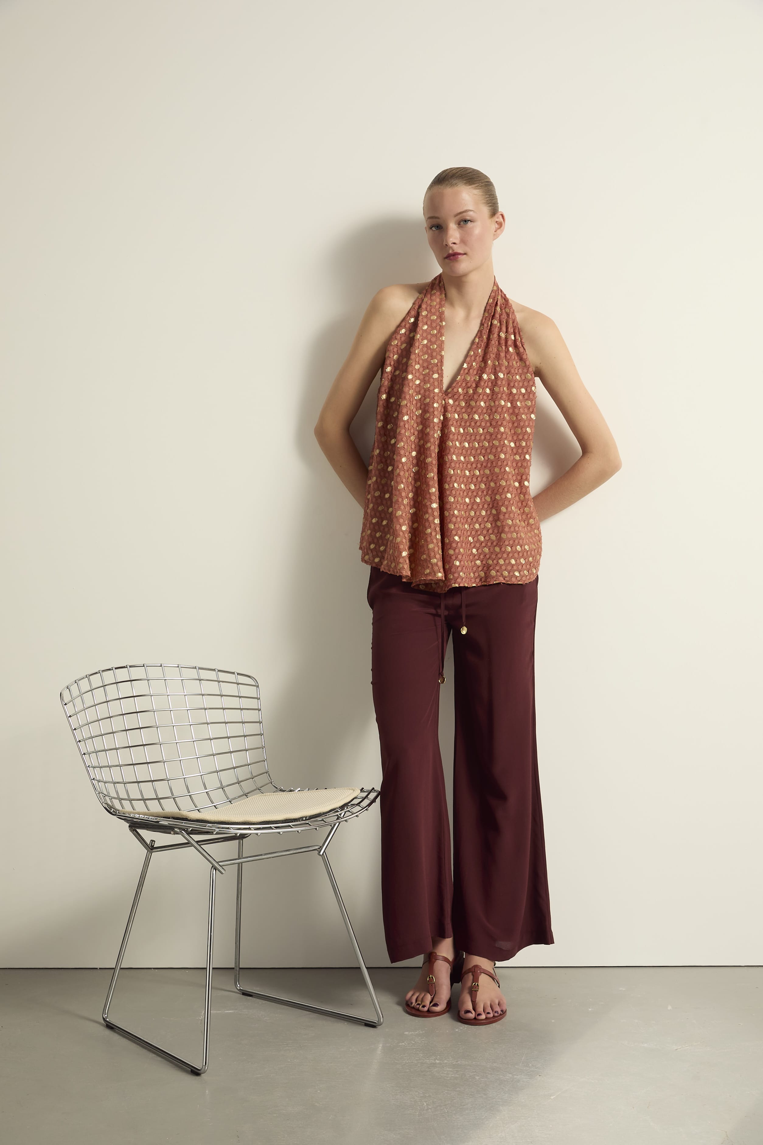 TOP MIMI LUREX PLUMETIS - ROSEWOOD