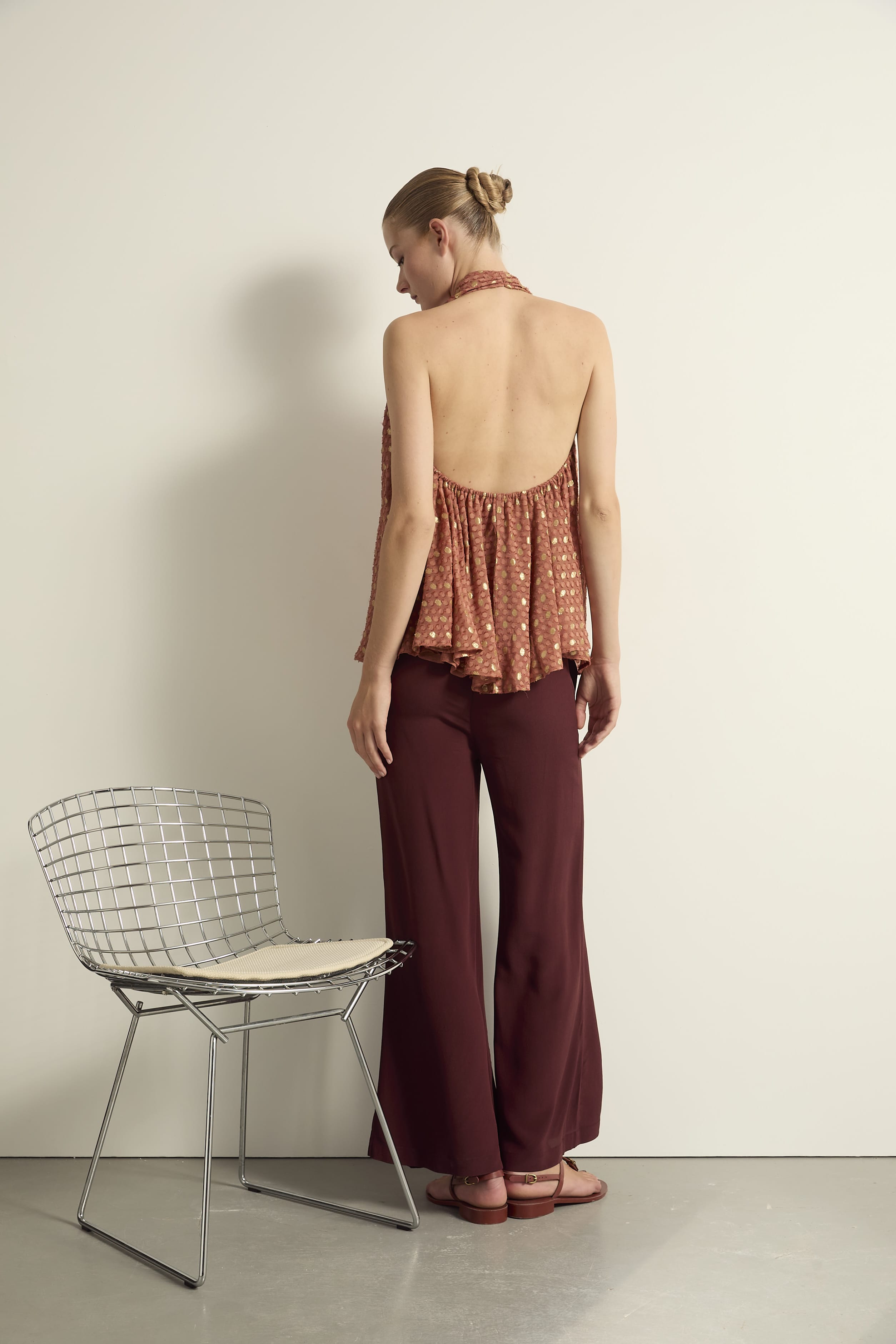 TOP MIMI LUREX PLUMETIS - ROSEWOOD
