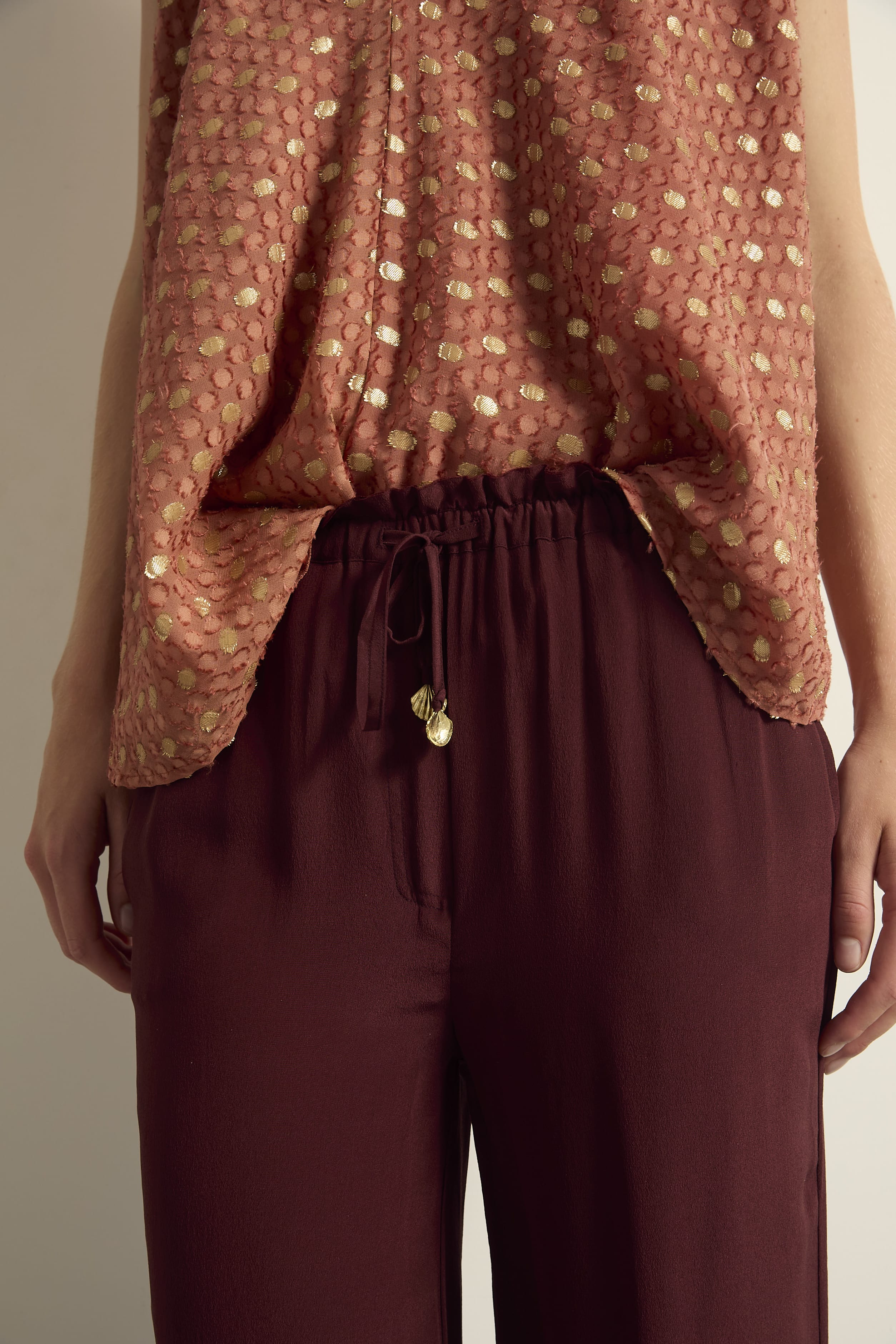 TOP MIMI LUREX PLUMETIS - ROSEWOOD