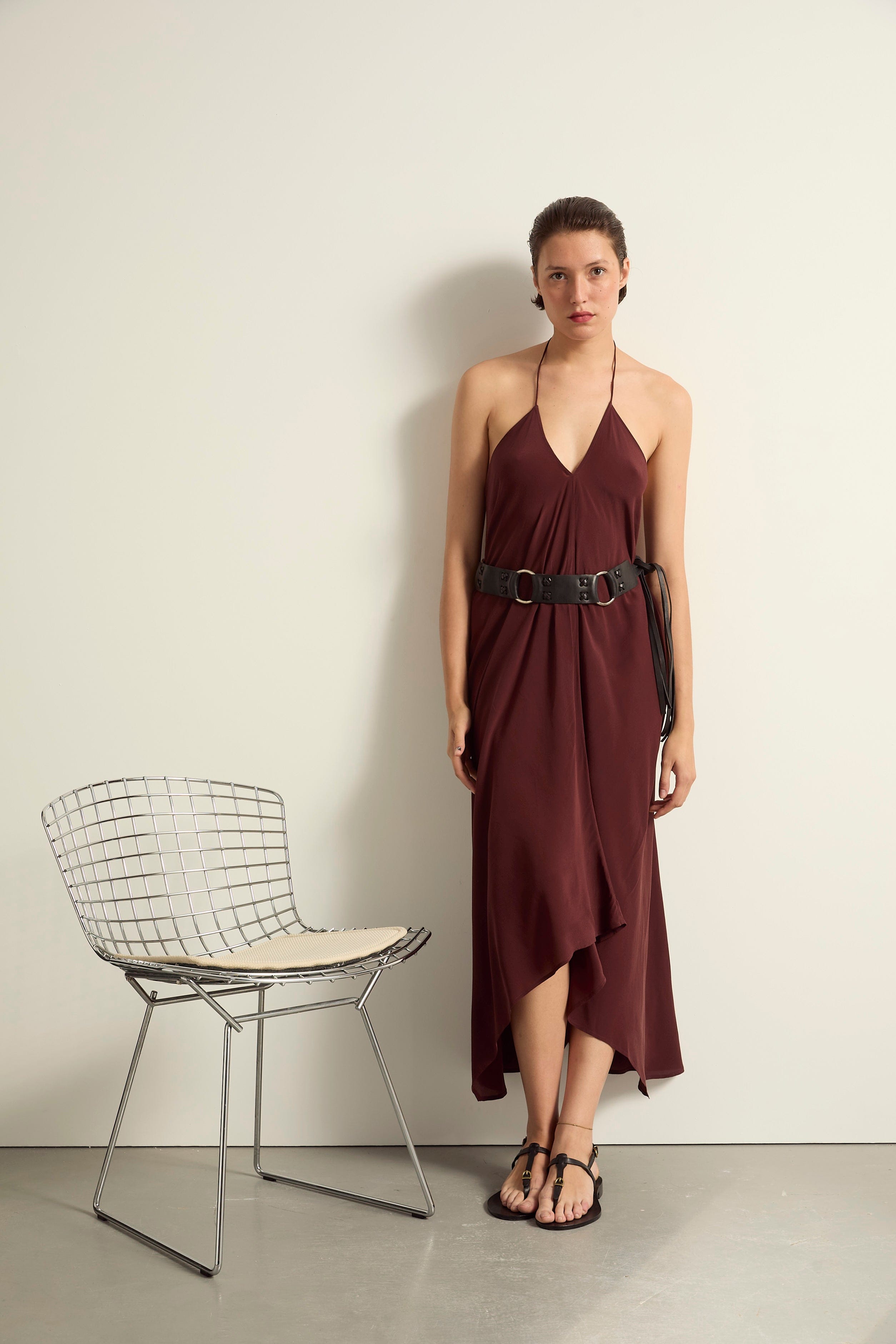 ROBE IVINA SOIE - BURGUNDY