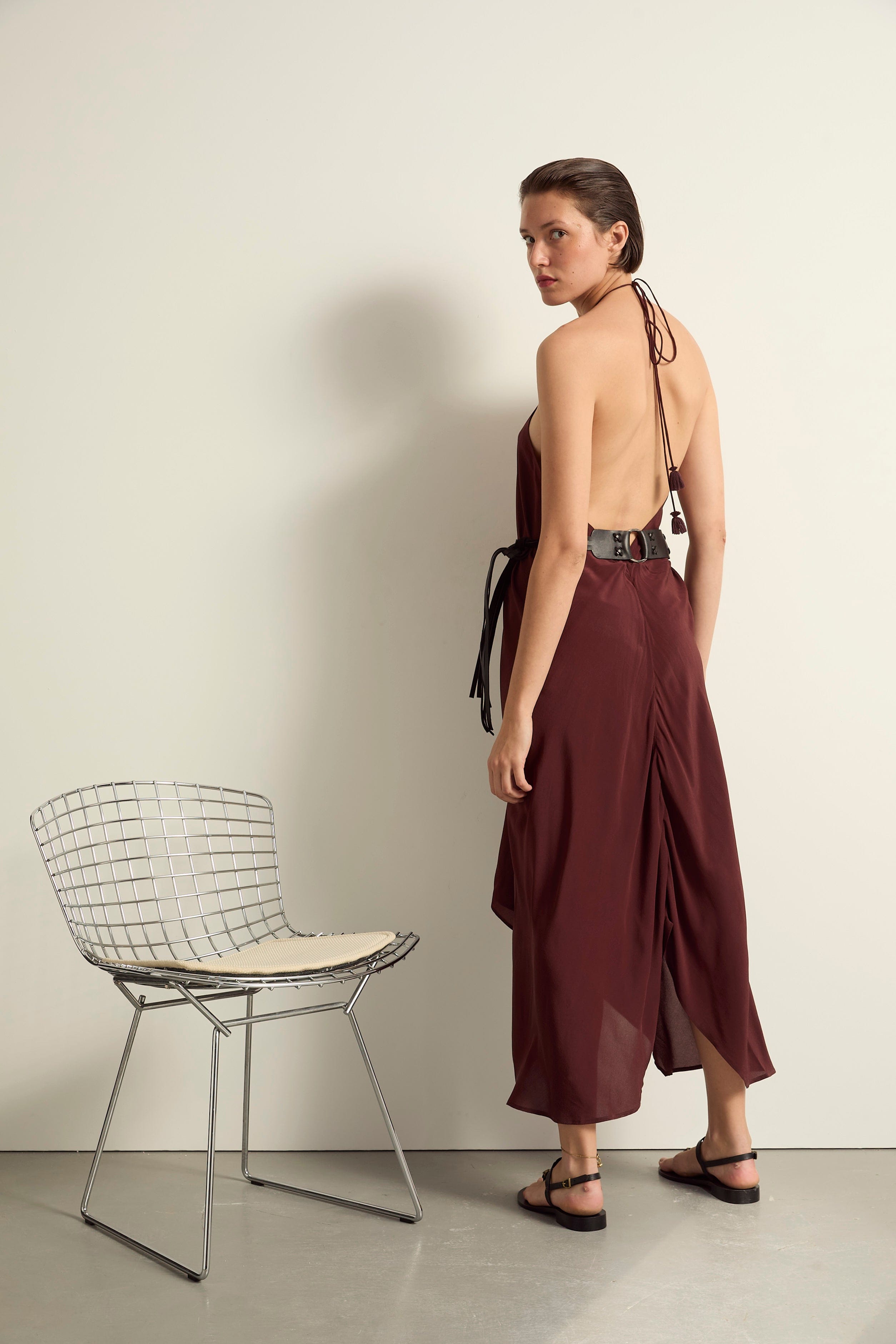 ROBE IVINA SOIE - ARDOISE