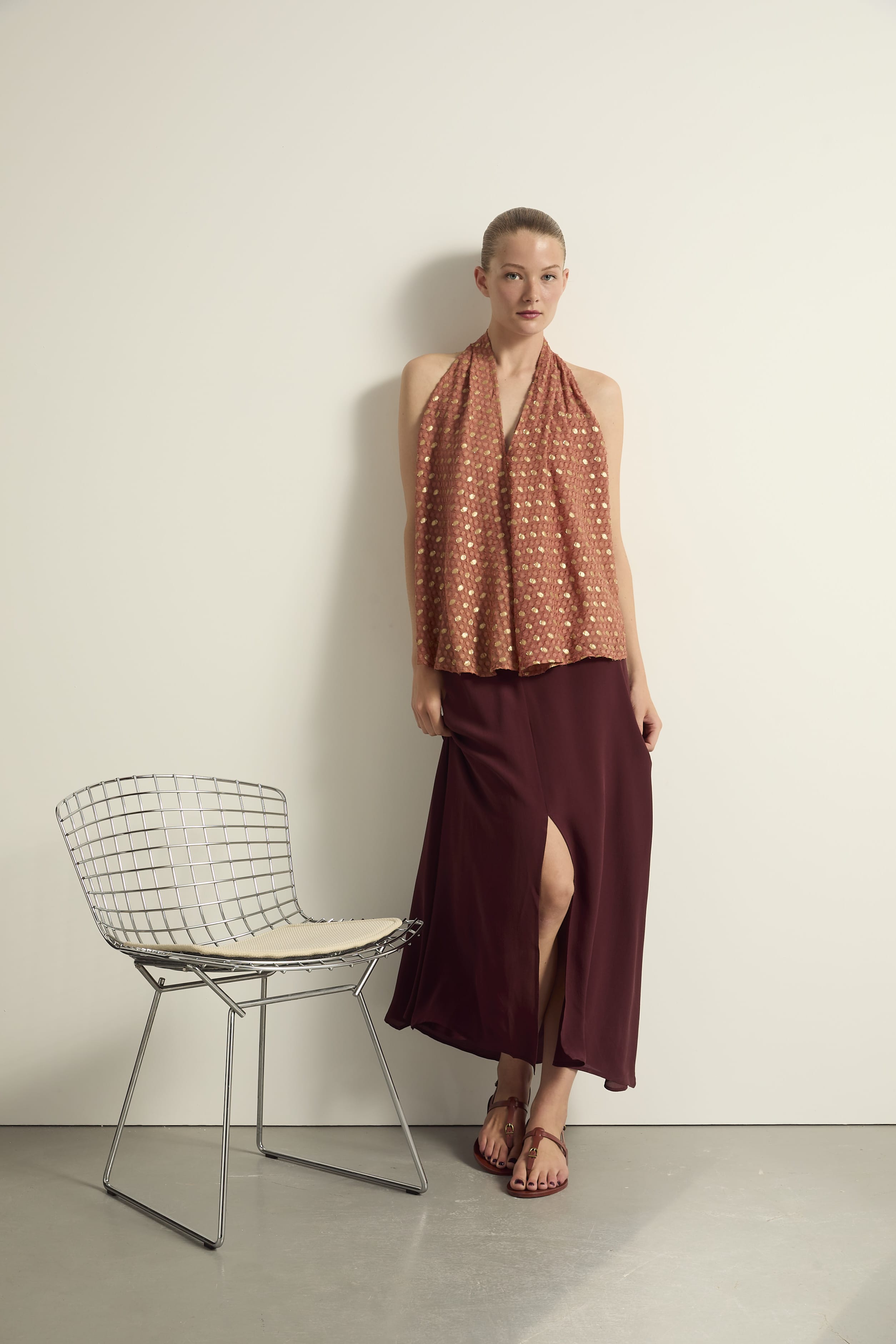 TOP MIMI LUREX PLUMETIS - ROSEWOOD