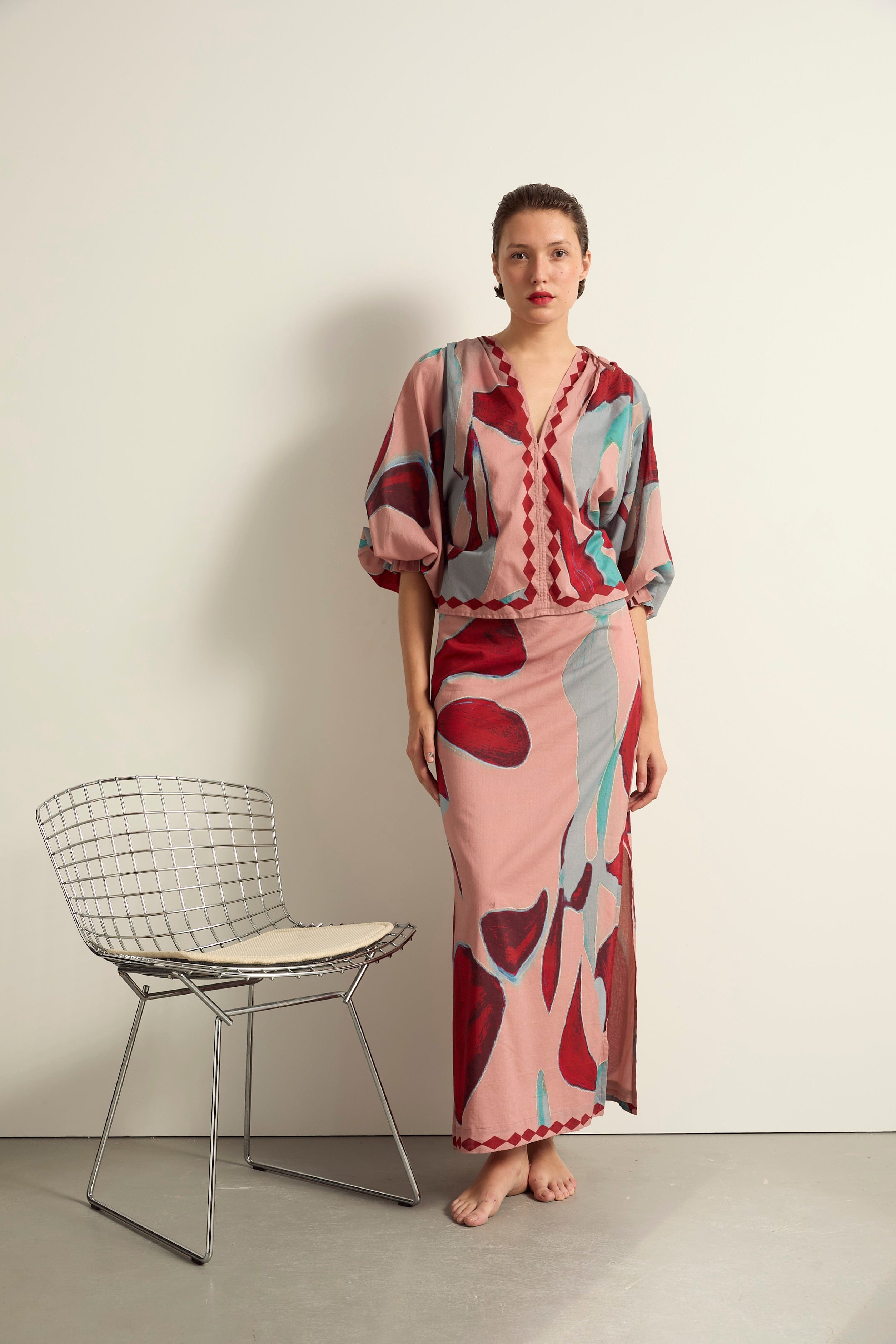 JUPE MELINDA IMPRIME CACTUS - DUSTY PINK