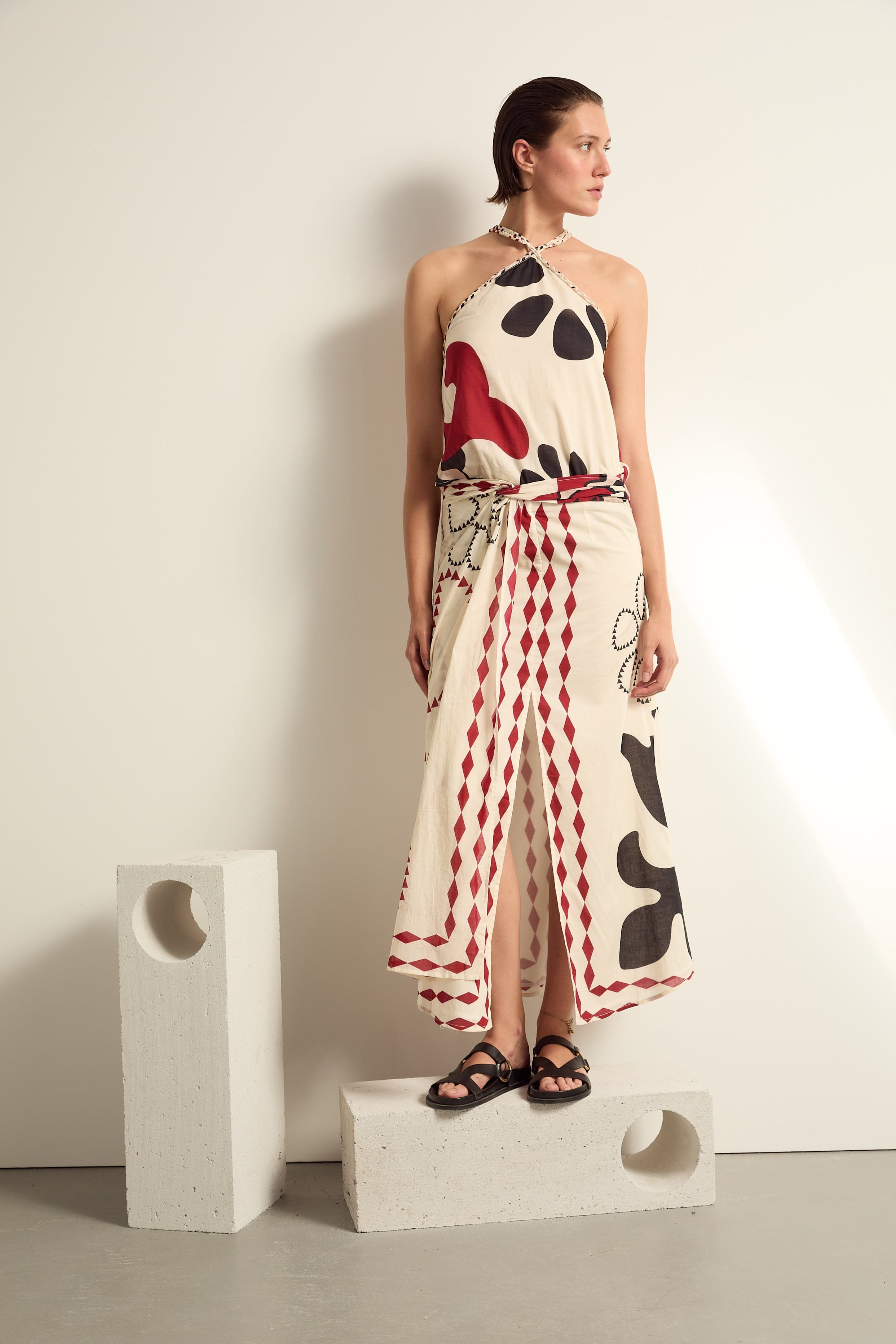 JUPE JULIE IMPRIME WESTERN - OFF WHITE