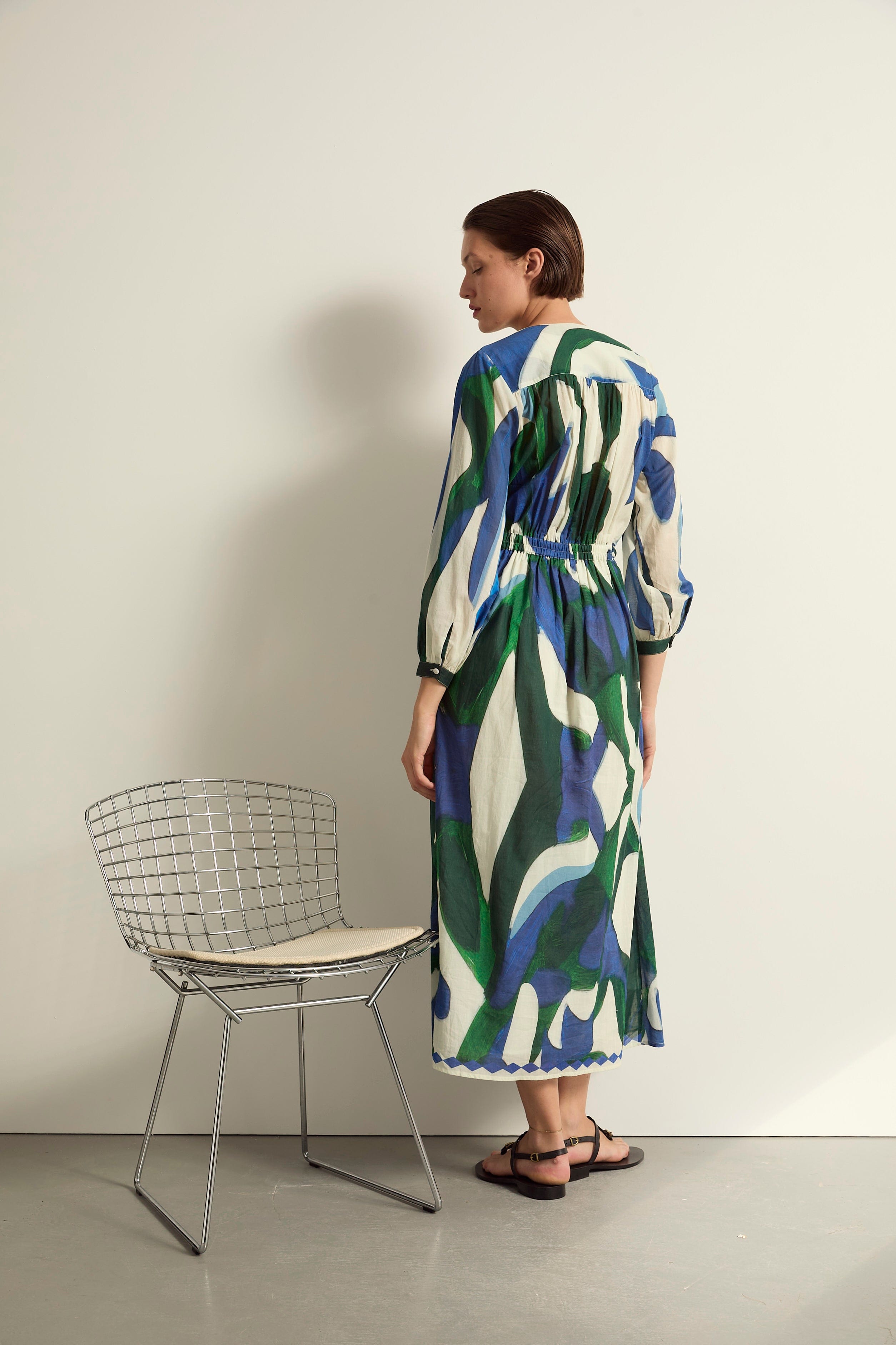ROBE EMMANUELLE IMPRIME CACTUS - LAPIS BLUE