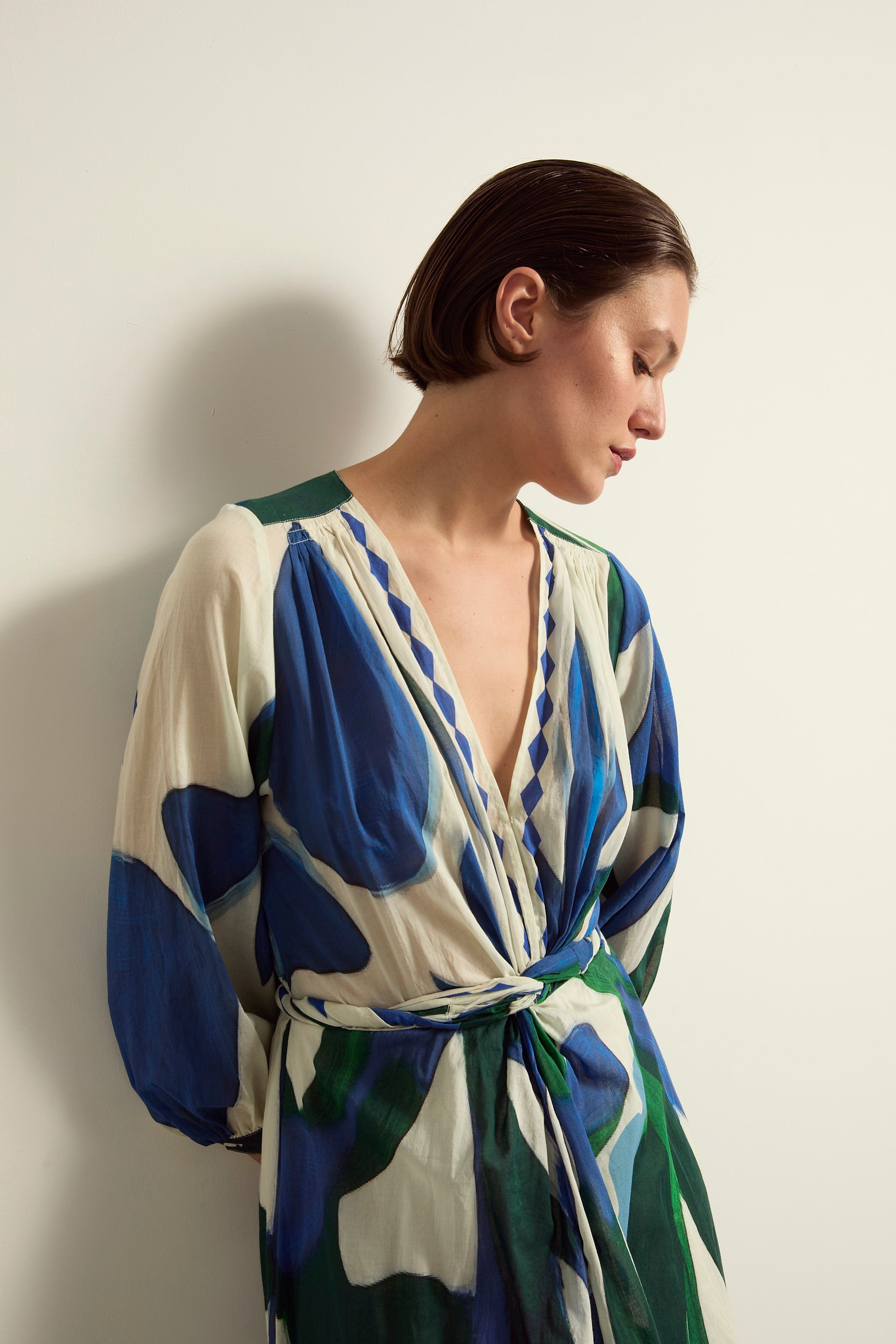 ROBE EMMANUELLE IMPRIME CACTUS - LAPIS BLUE