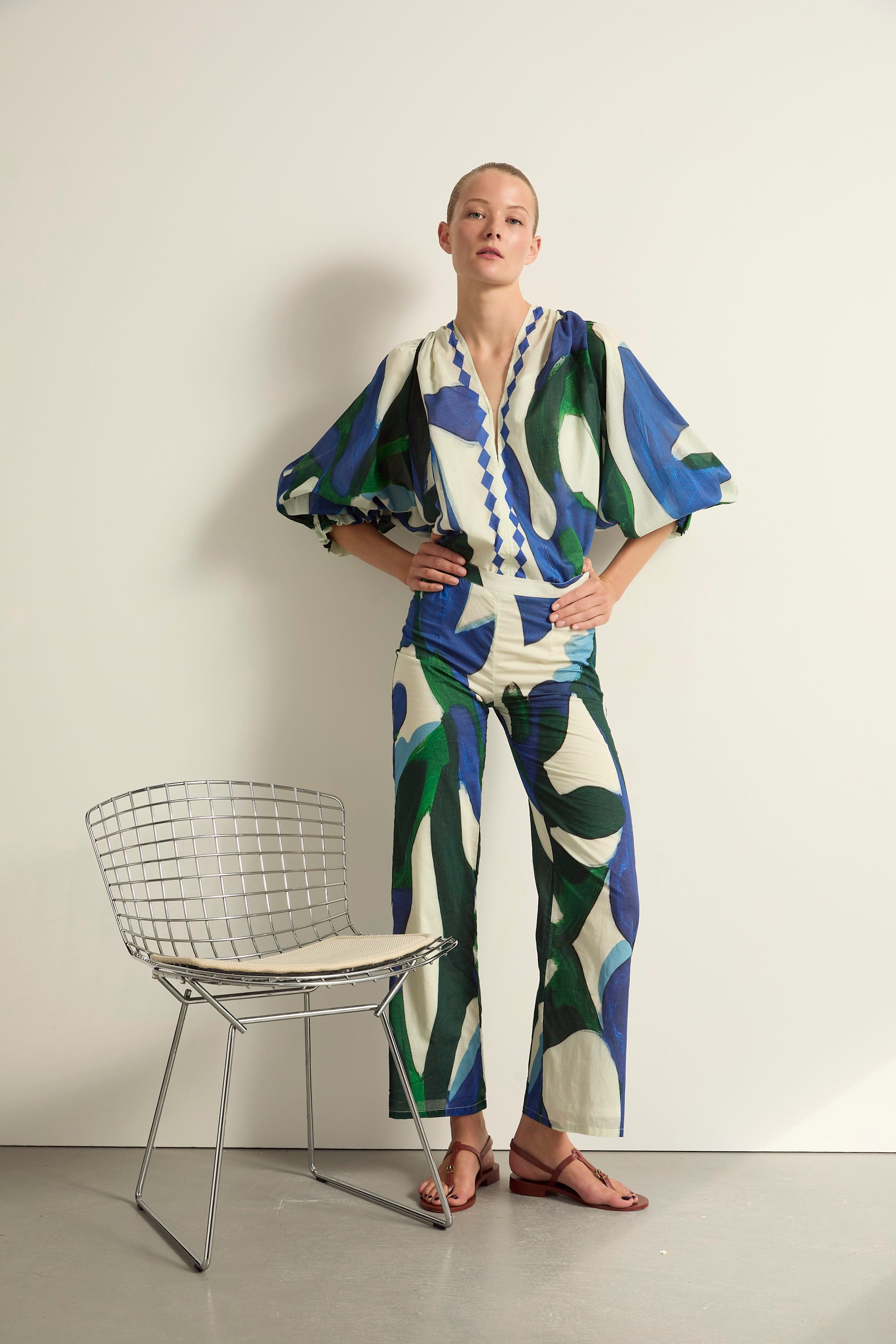 TOP DIVYA DOS NU IMPRIME CACTUS - LAPIS BLUE