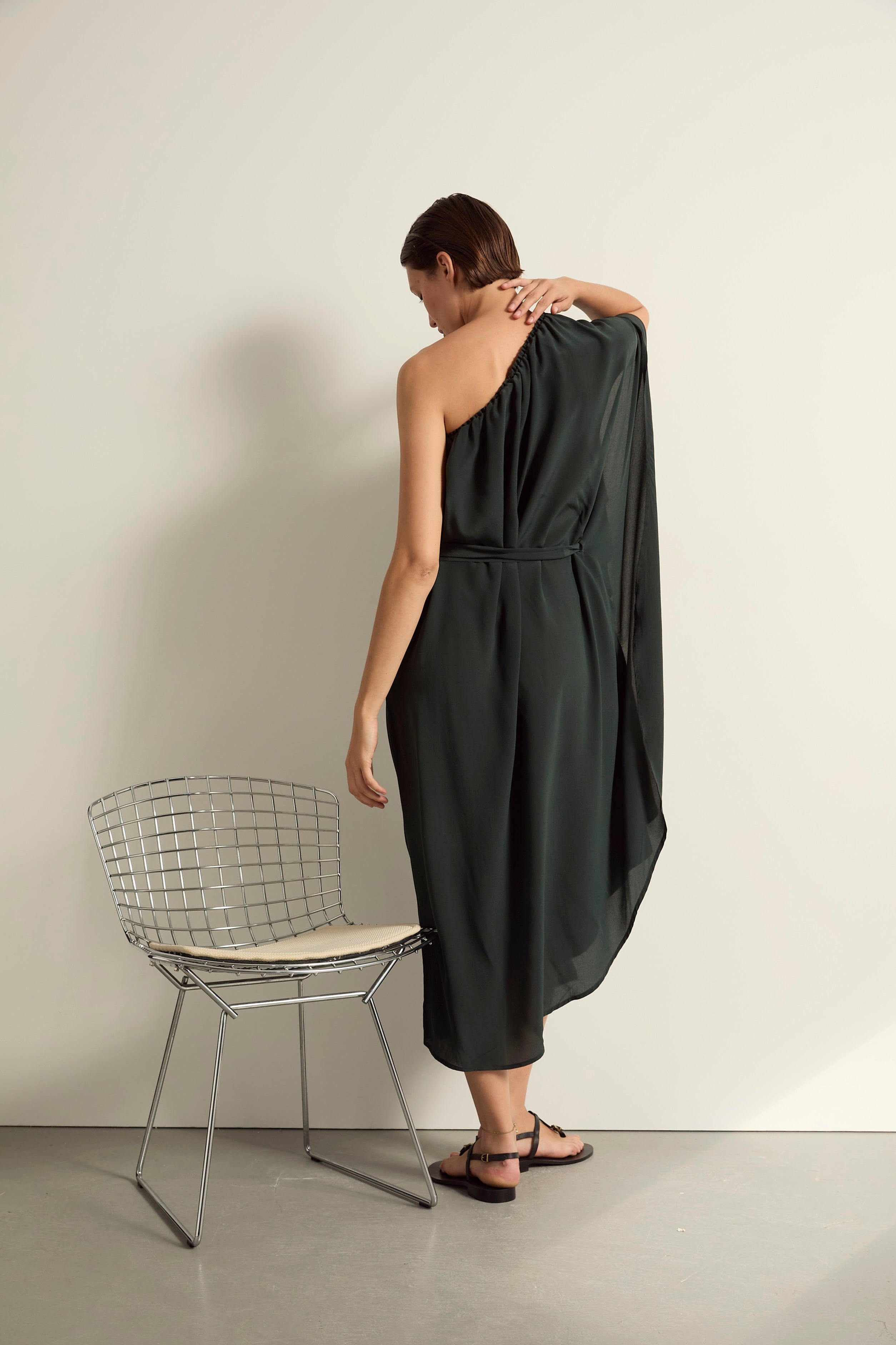 ROBE LOUNA SOIE - ARDOISE