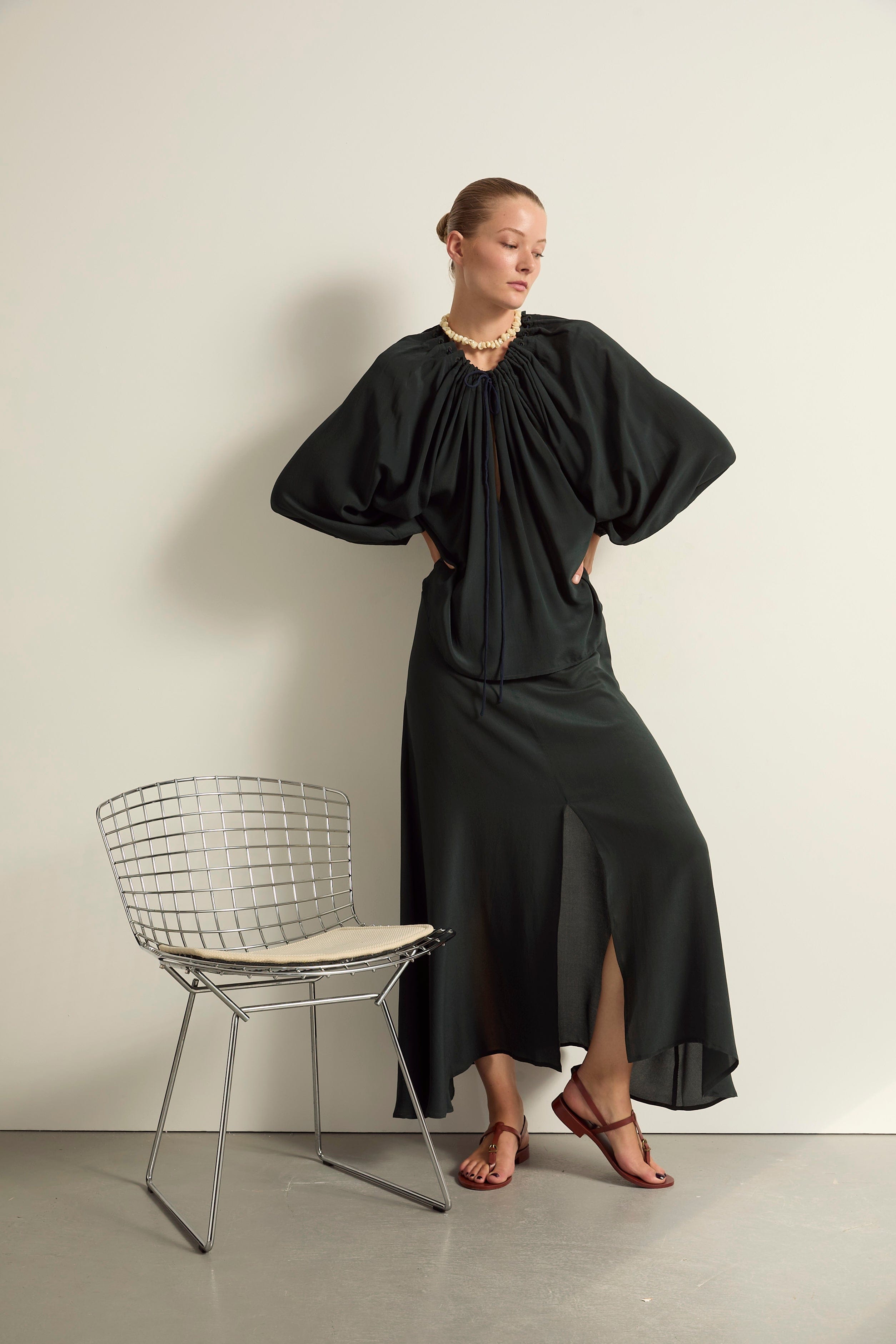 BLOUSE BONO SOIE - ARDOISE