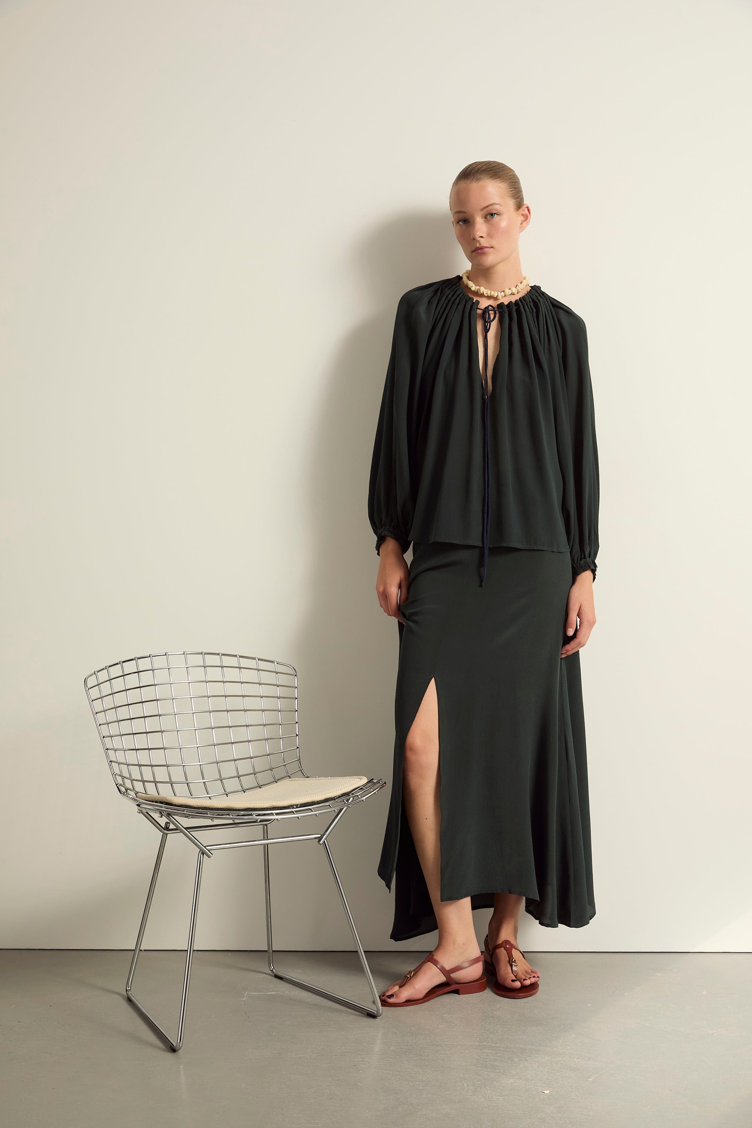 BLOUSE BONO SOIE - ARDOISE