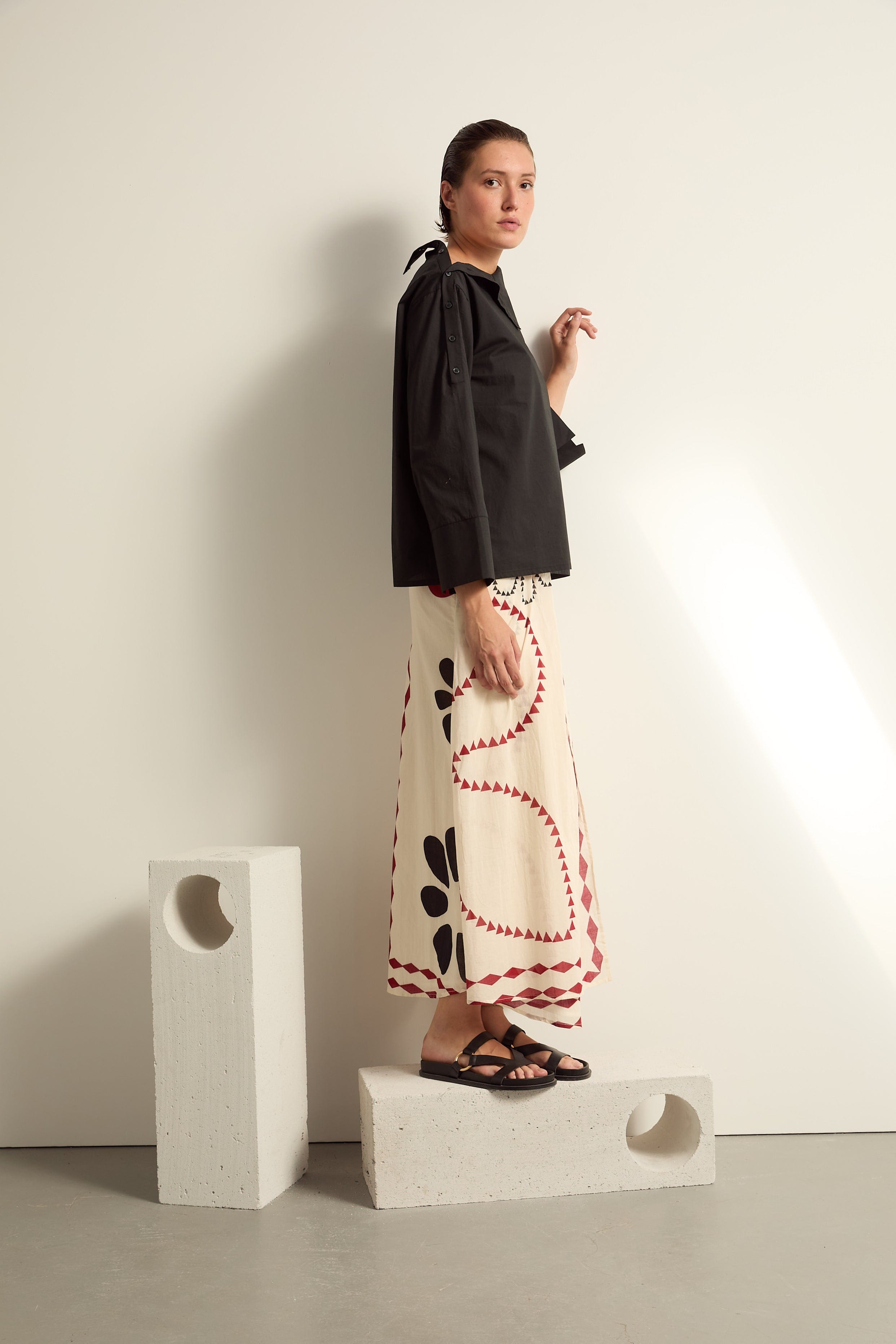 JUPE JULIE IMPRIME WESTERN - OFF WHITE