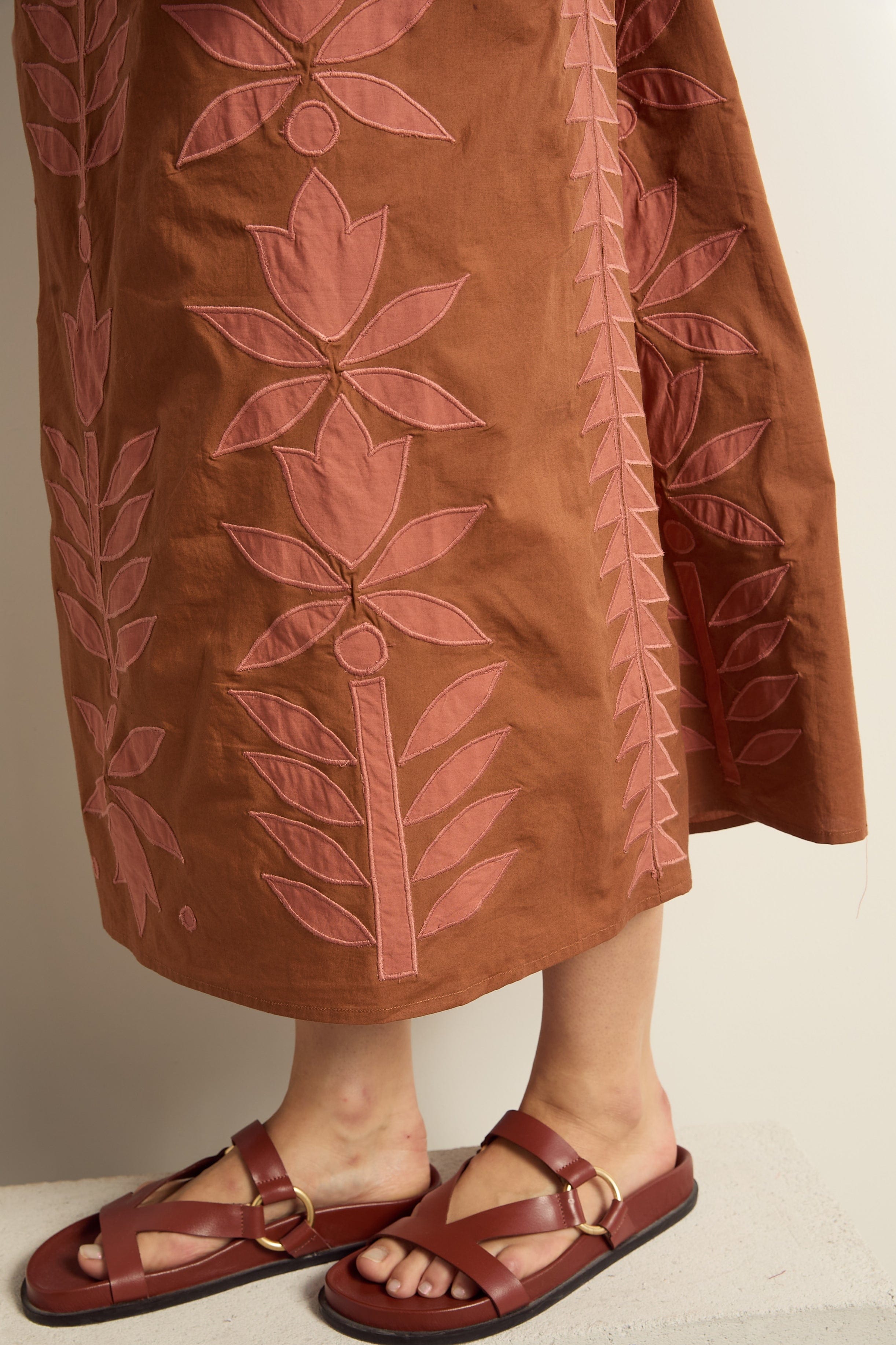 JUPE MARIANNE FLORAL - HAVANE BROWN