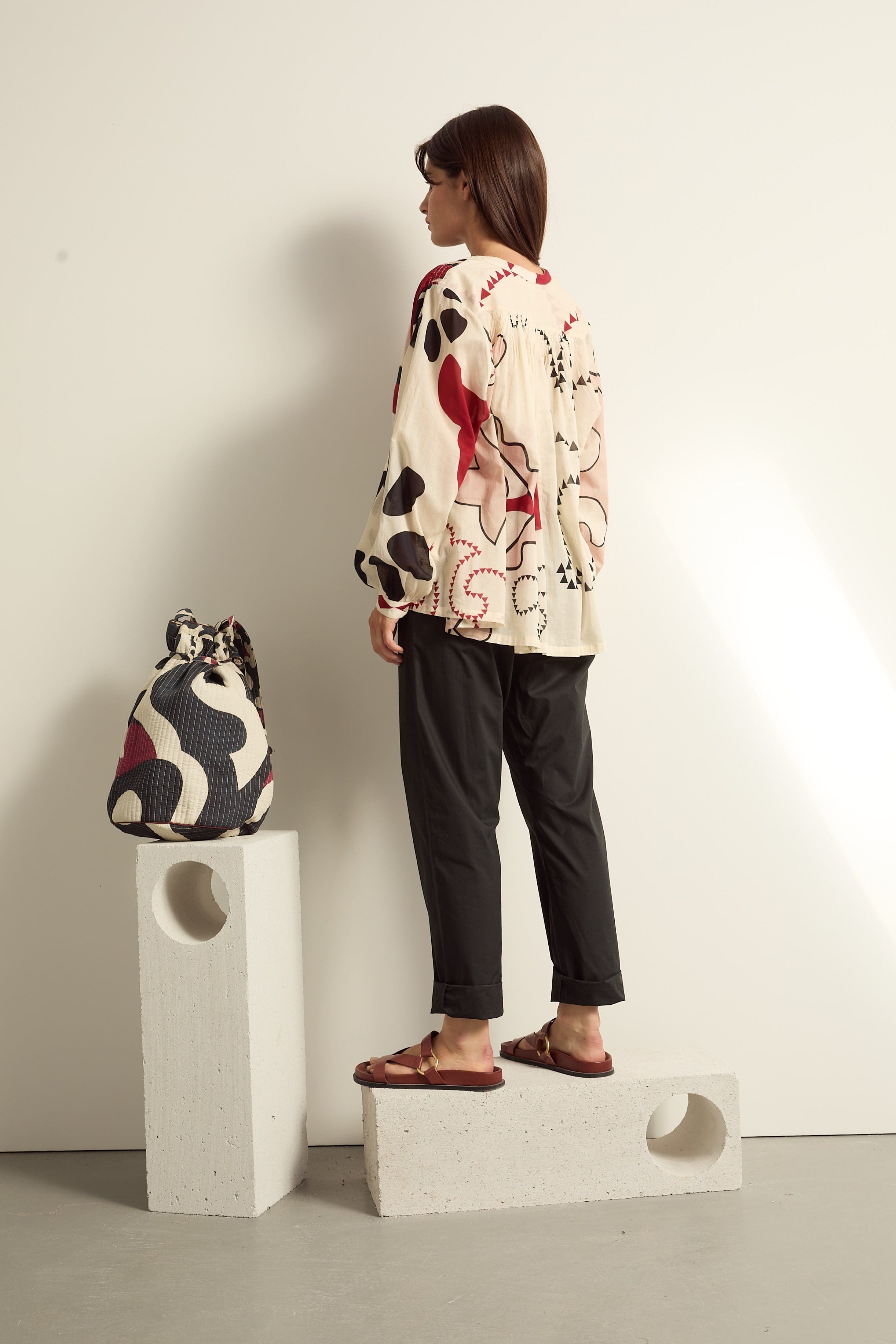 BLOUSE VENACO IMPRIME WESTERN - OFF WHITE