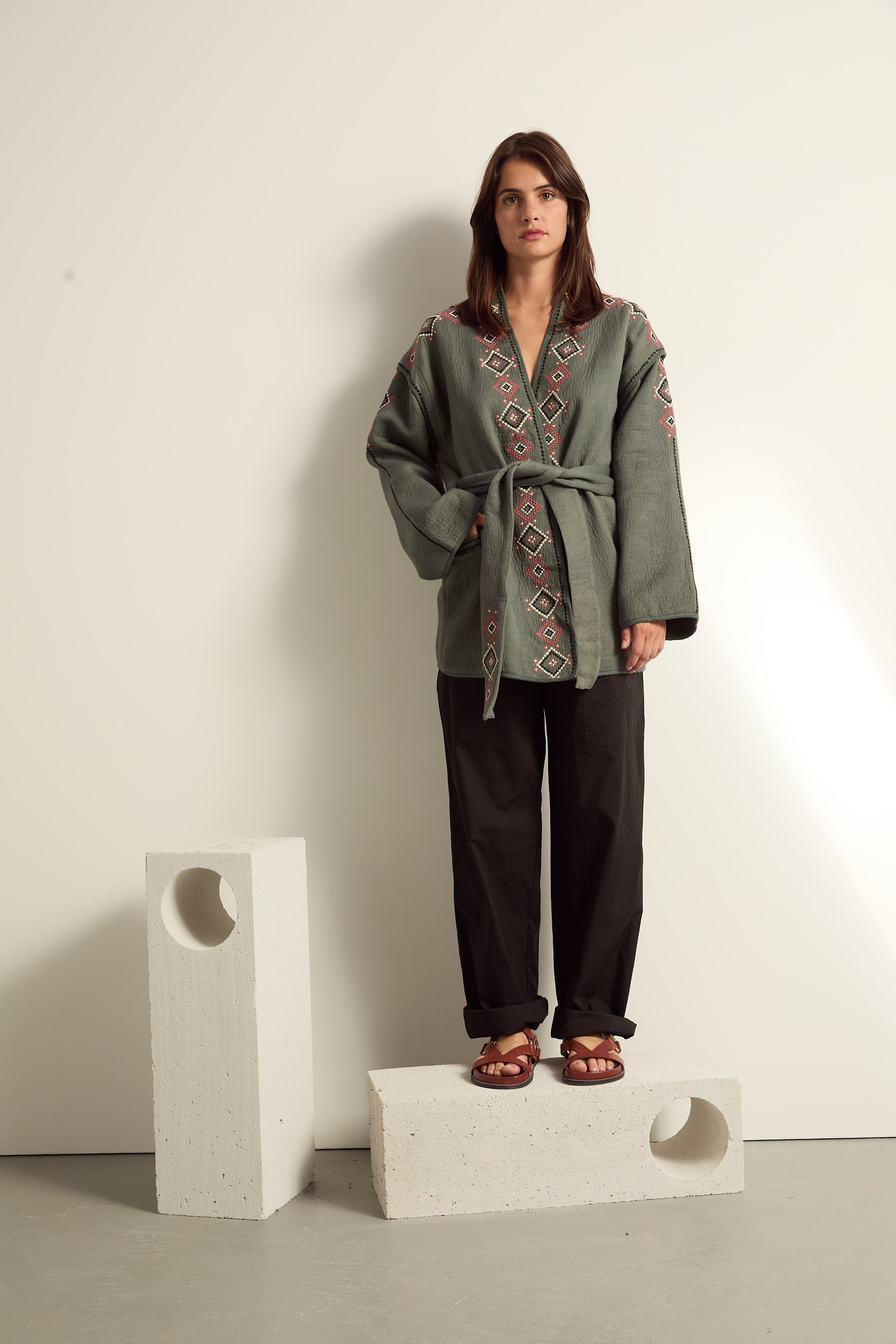 VESTE CALVI BRODEE - ARDOISE