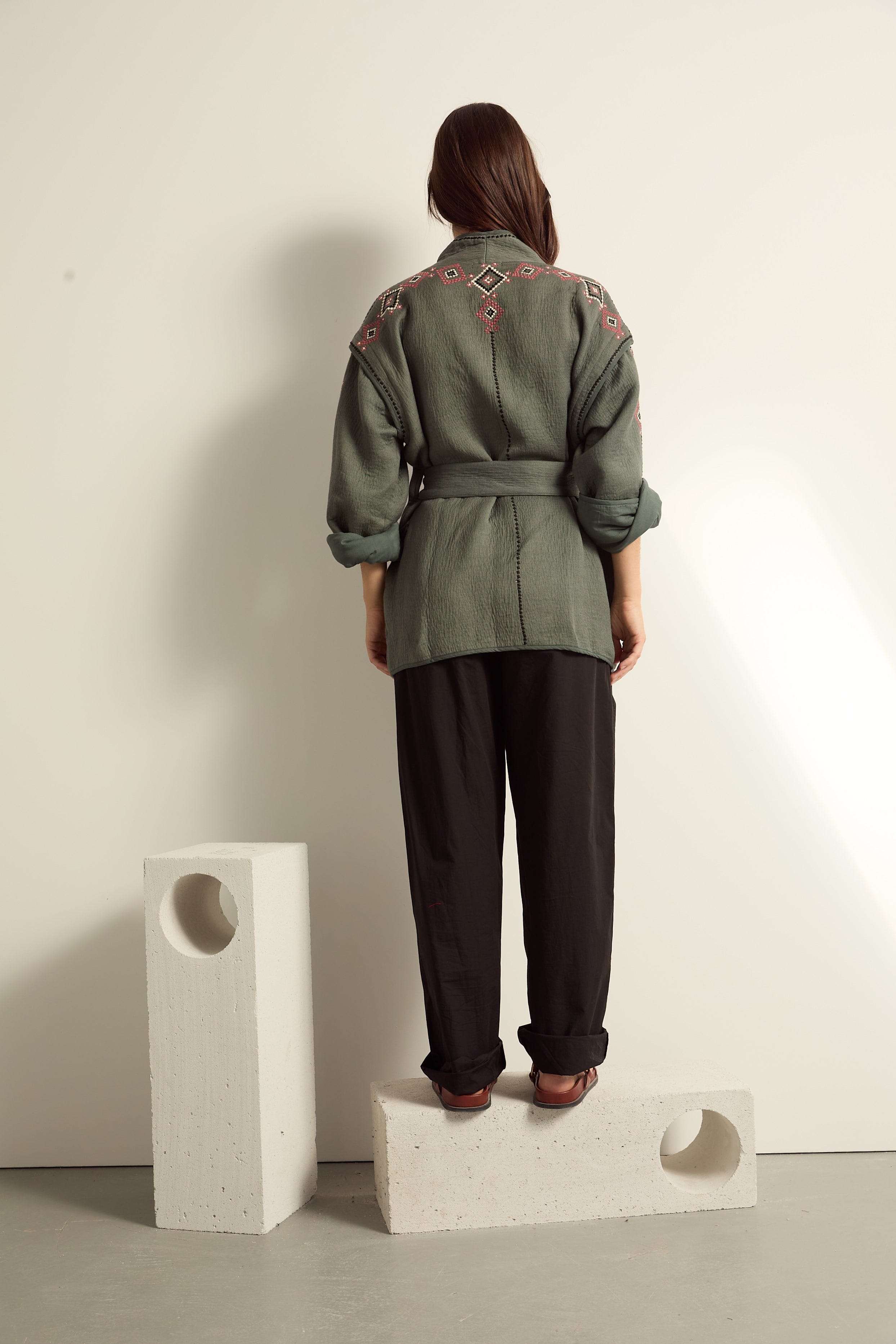 VESTE CALVI BRODEE - ARDOISE
