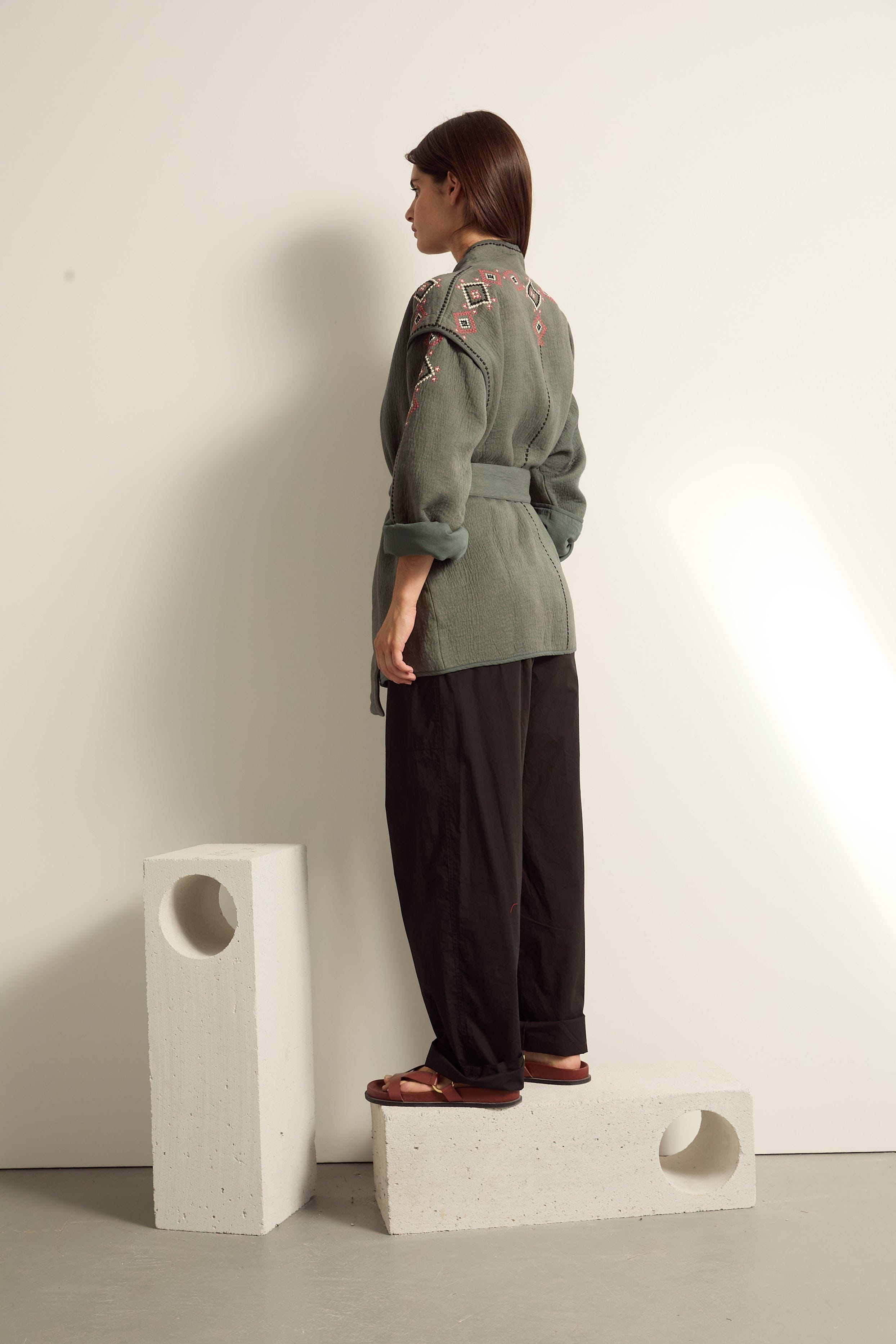 VESTE CALVI BRODEE - ARDOISE