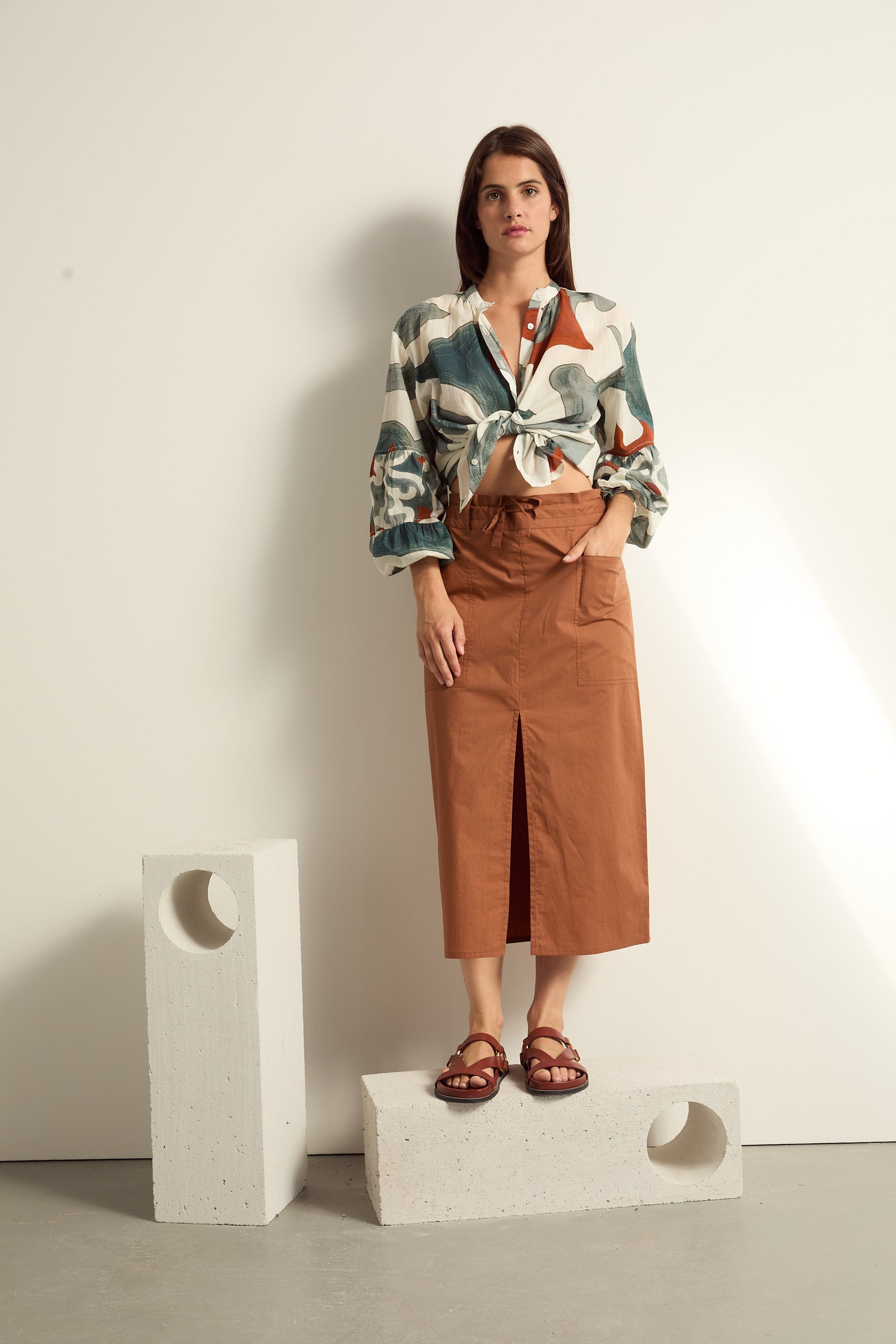 CHEMISE ROXANE IMPRIME RODEO - MINERAL BLUE