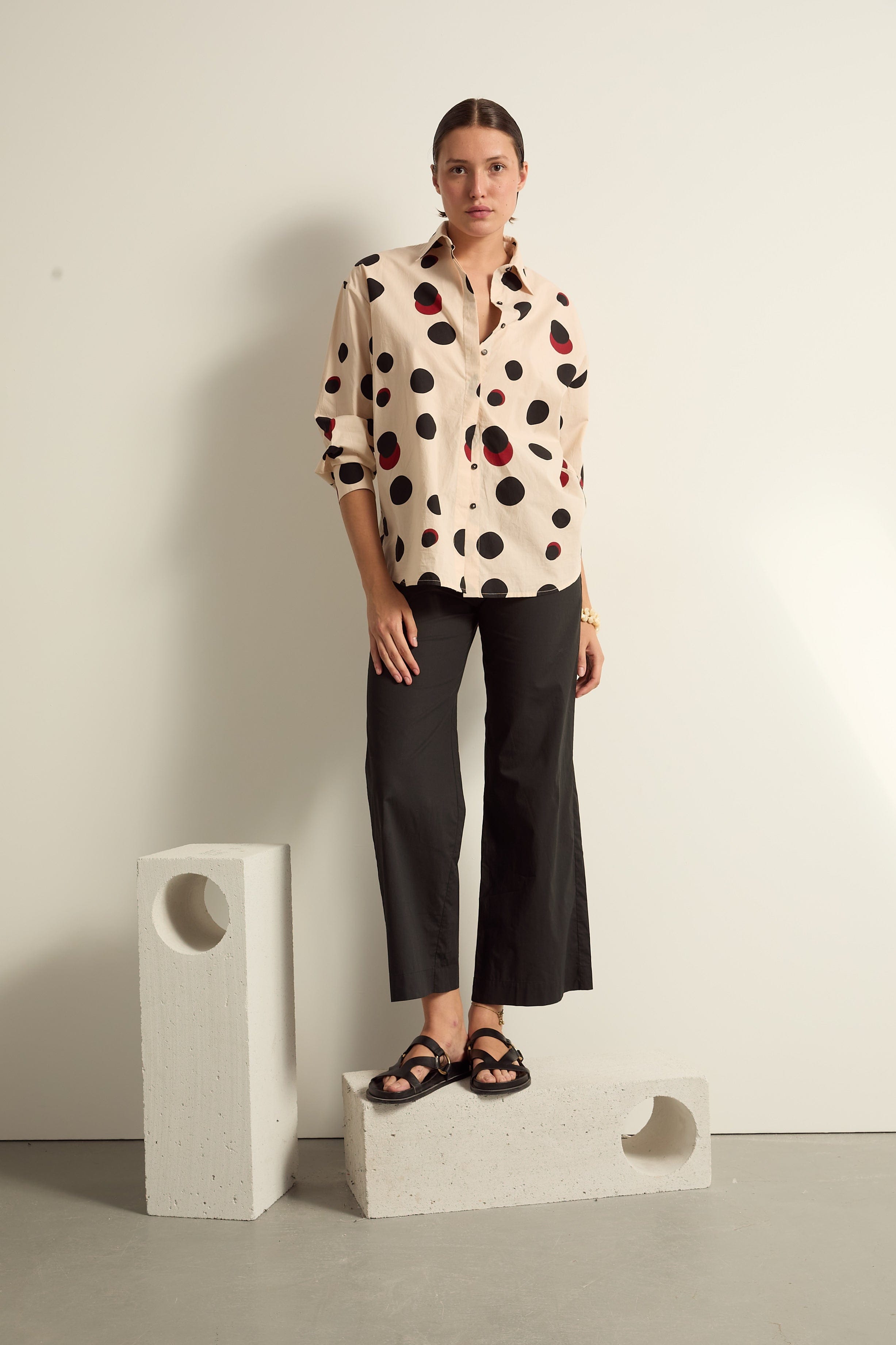 CHEMISE FIORINA IMPRIME POLKA - OFF WHITE
