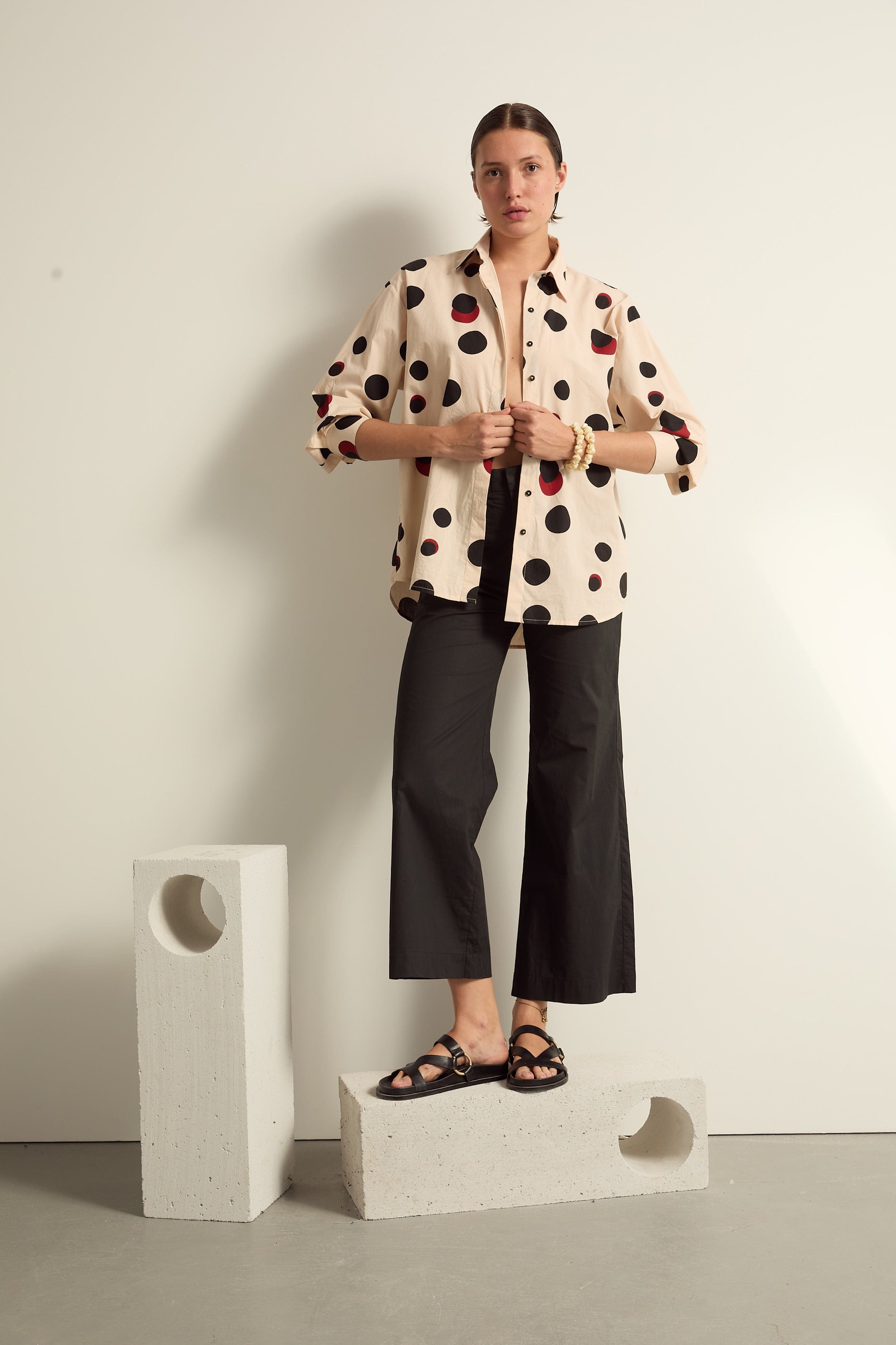 CHEMISE FIORINA IMPRIME POLKA - OFF WHITE