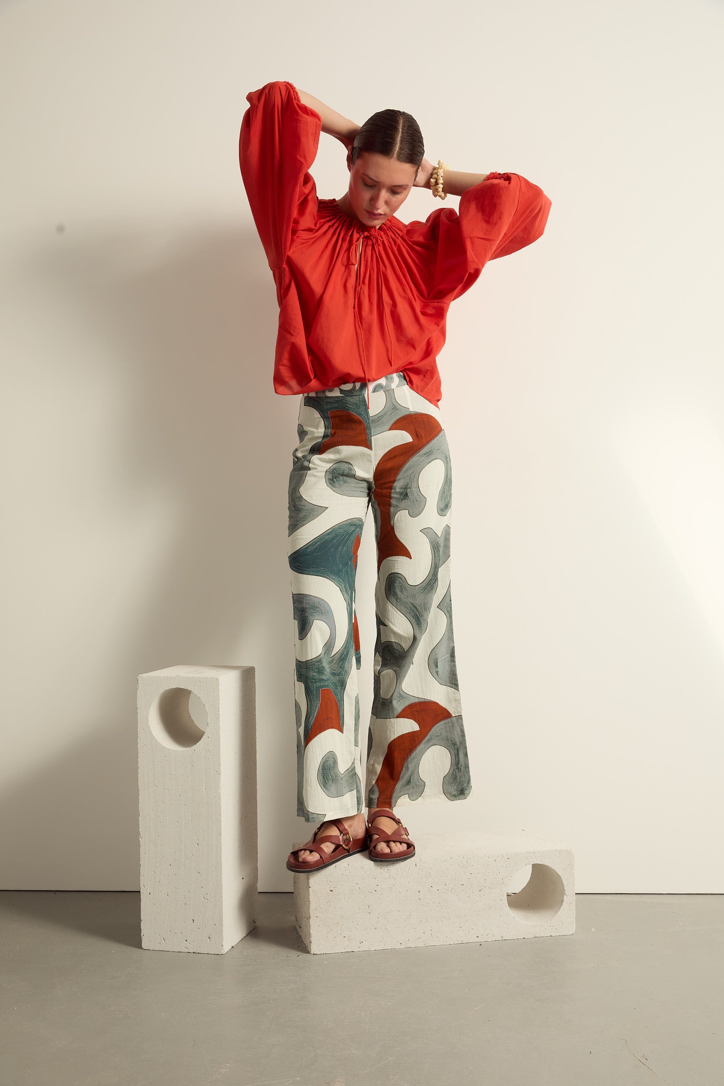 PANTALON ERIKA IMPRIME RODEO - MINERAL BLUE