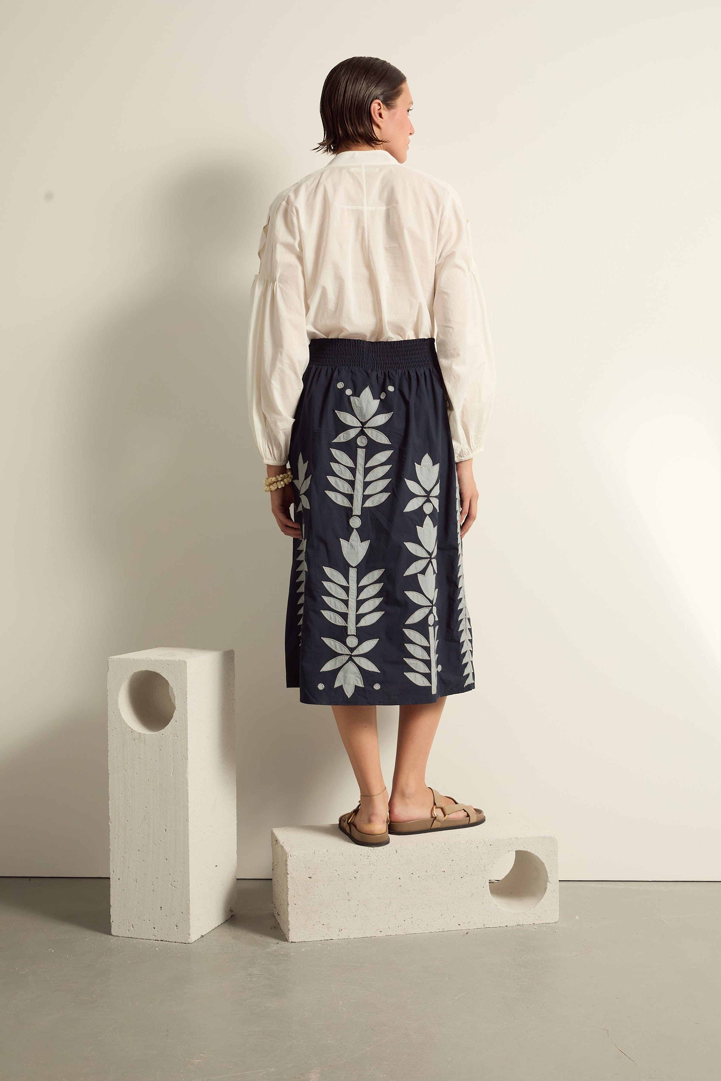 JUPE MARIANNE FLORAL - DELHI BLUE