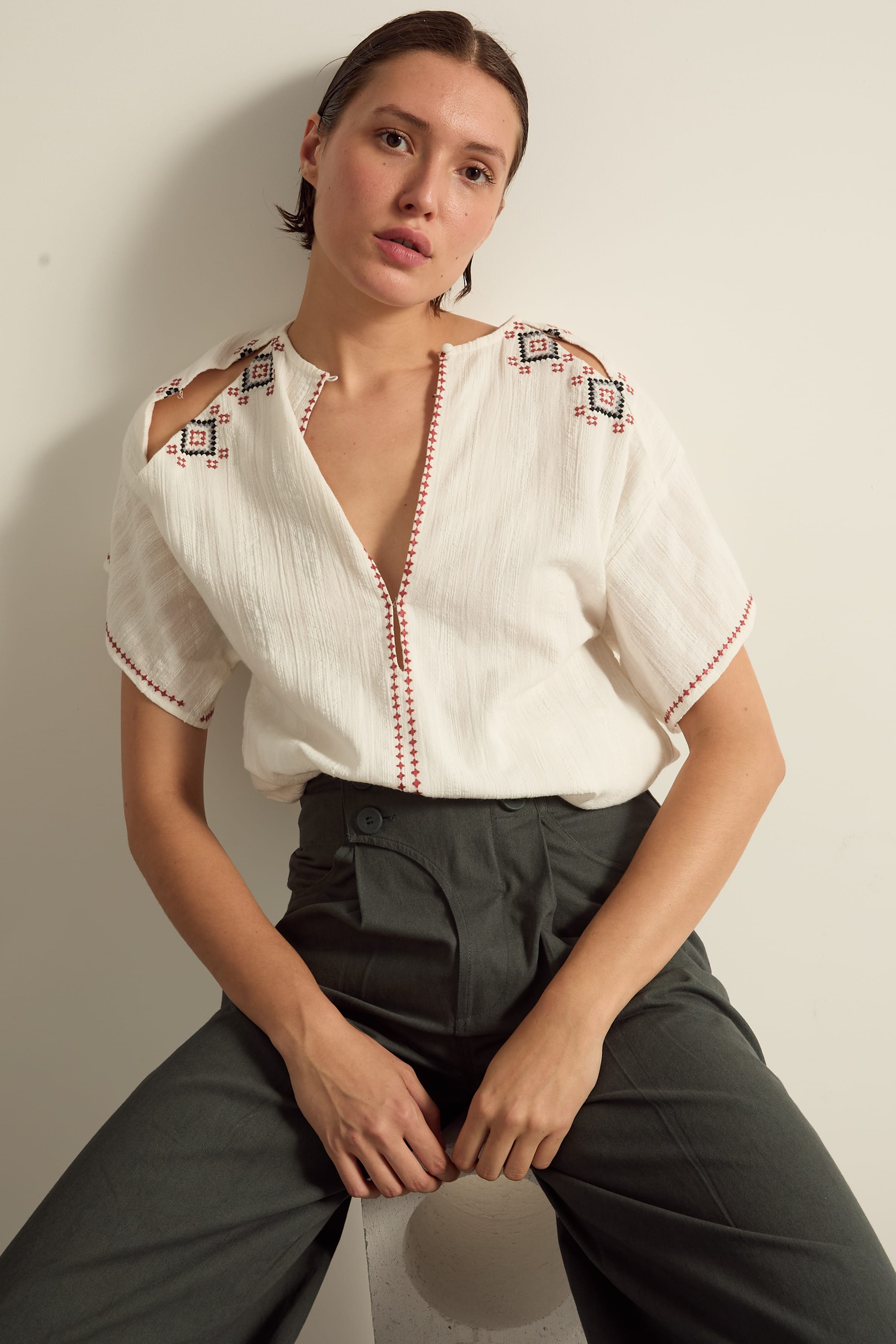 TOP ONDINE BRODÉ - WHITE