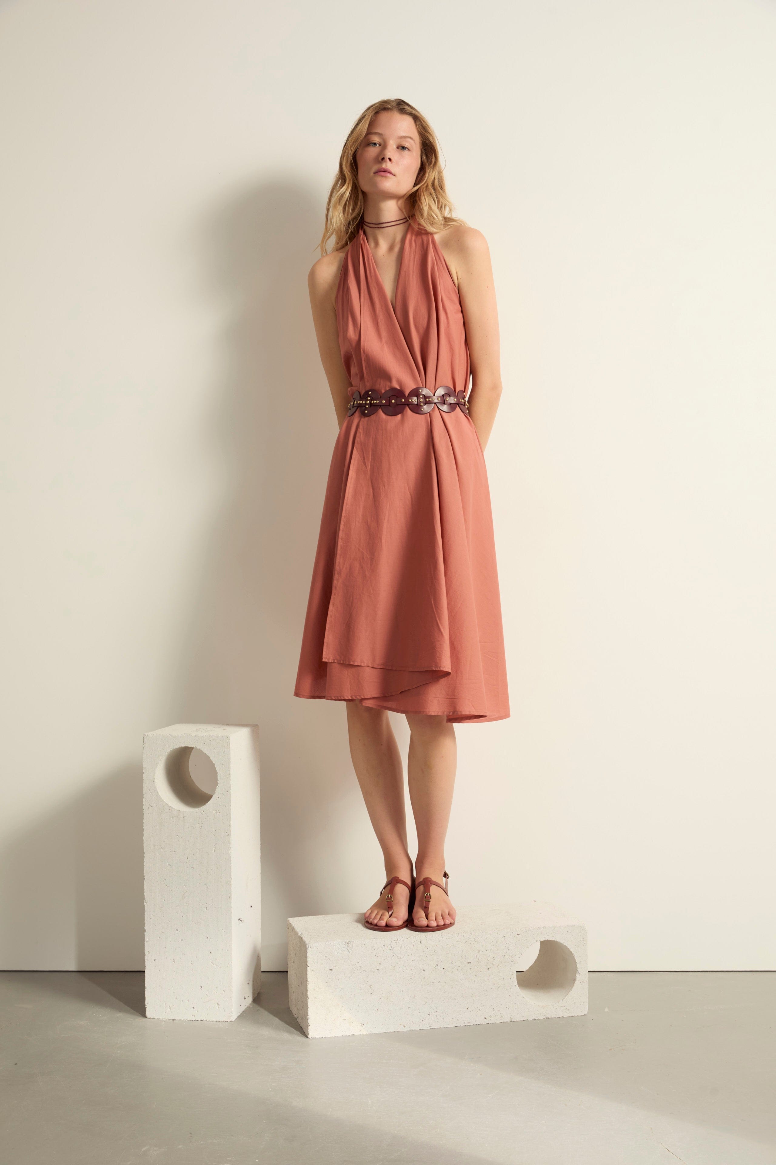 ROBE PARÉO MALIN MI-LONG ALINE - ROSEWOOD