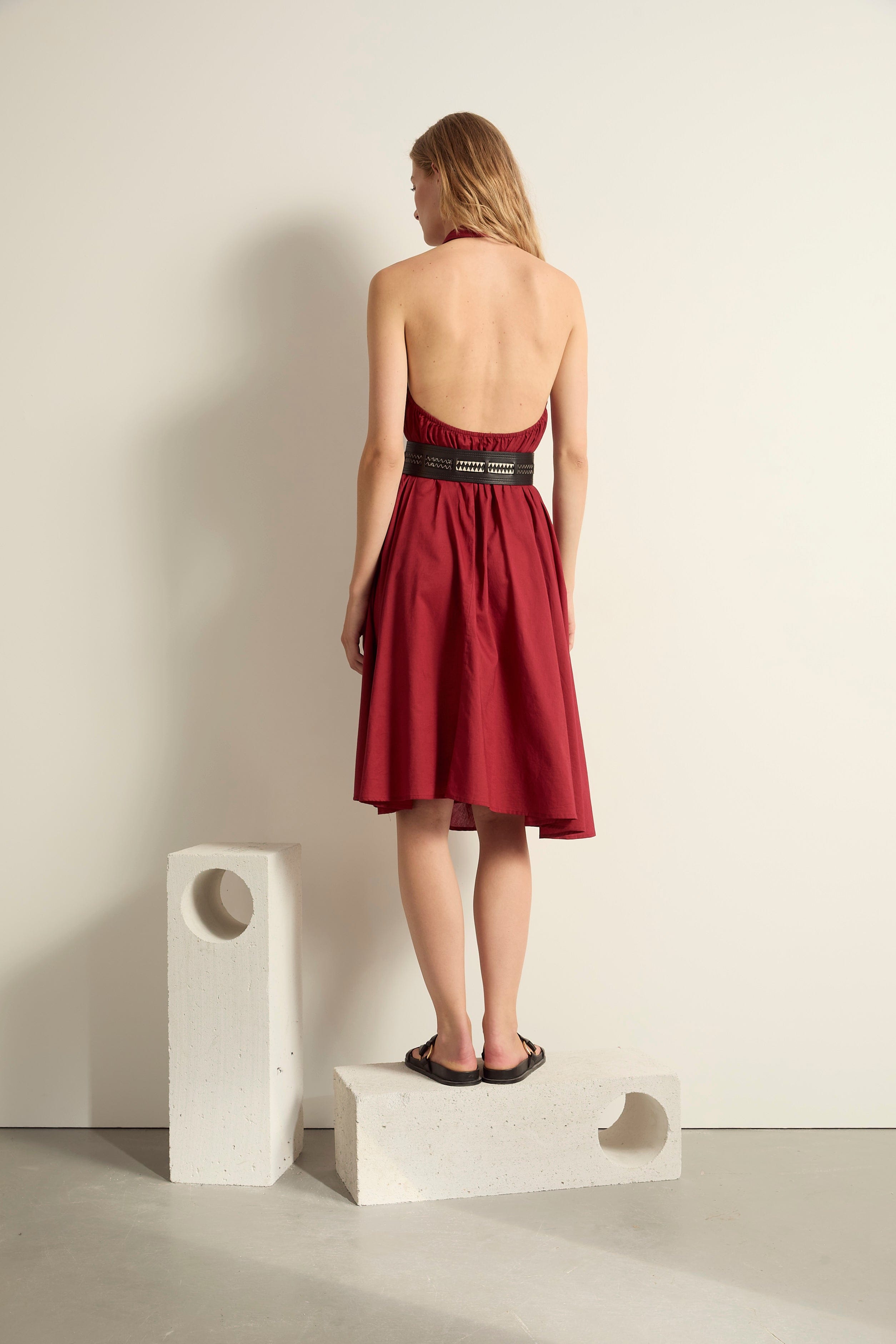 ROBE PARÉO MALIN MI-LONG ALINE - RED WINE