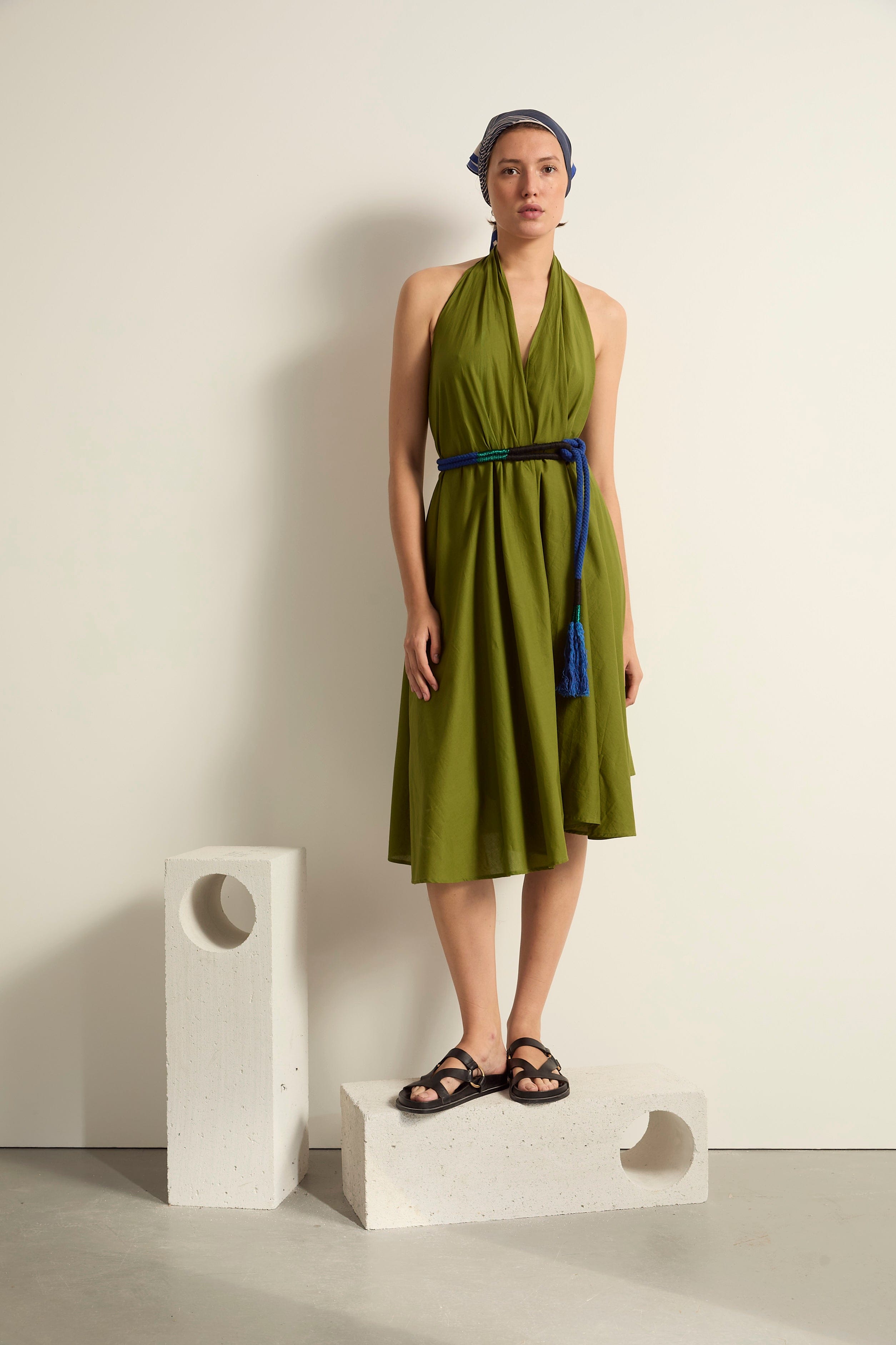 ROBE PARÉO MALIN MI-LONG ALINE - GREEN TEA