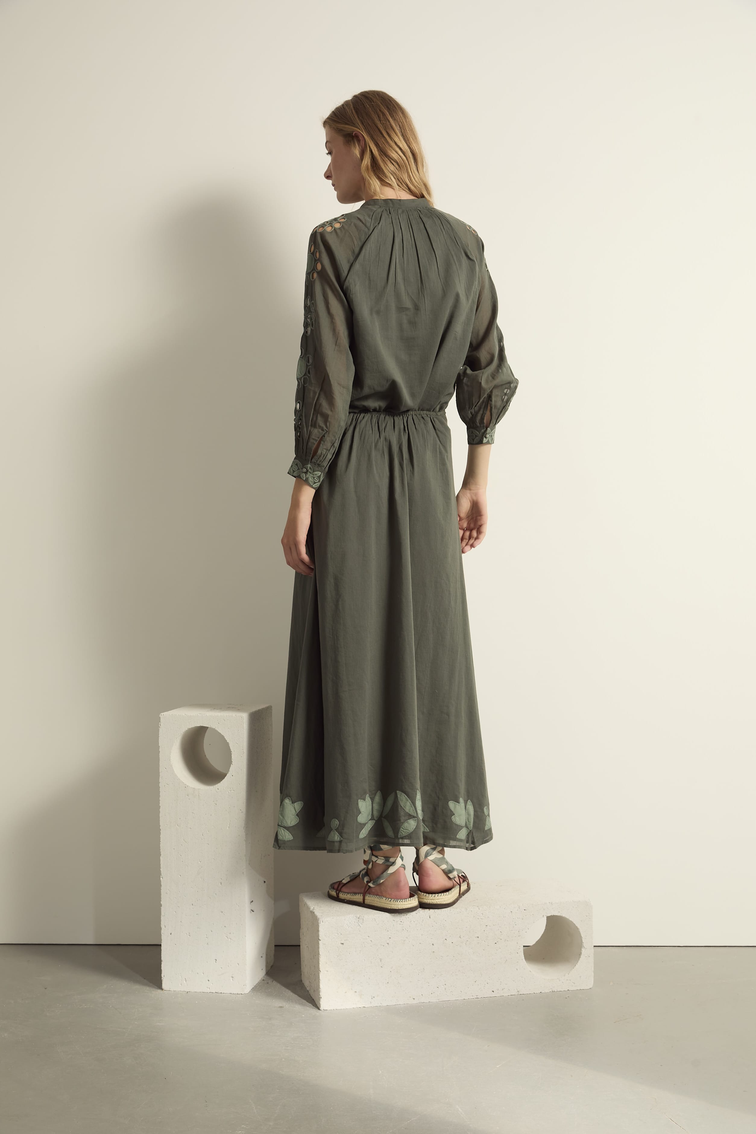 JUPE PAO FLORAL - ARDOISE