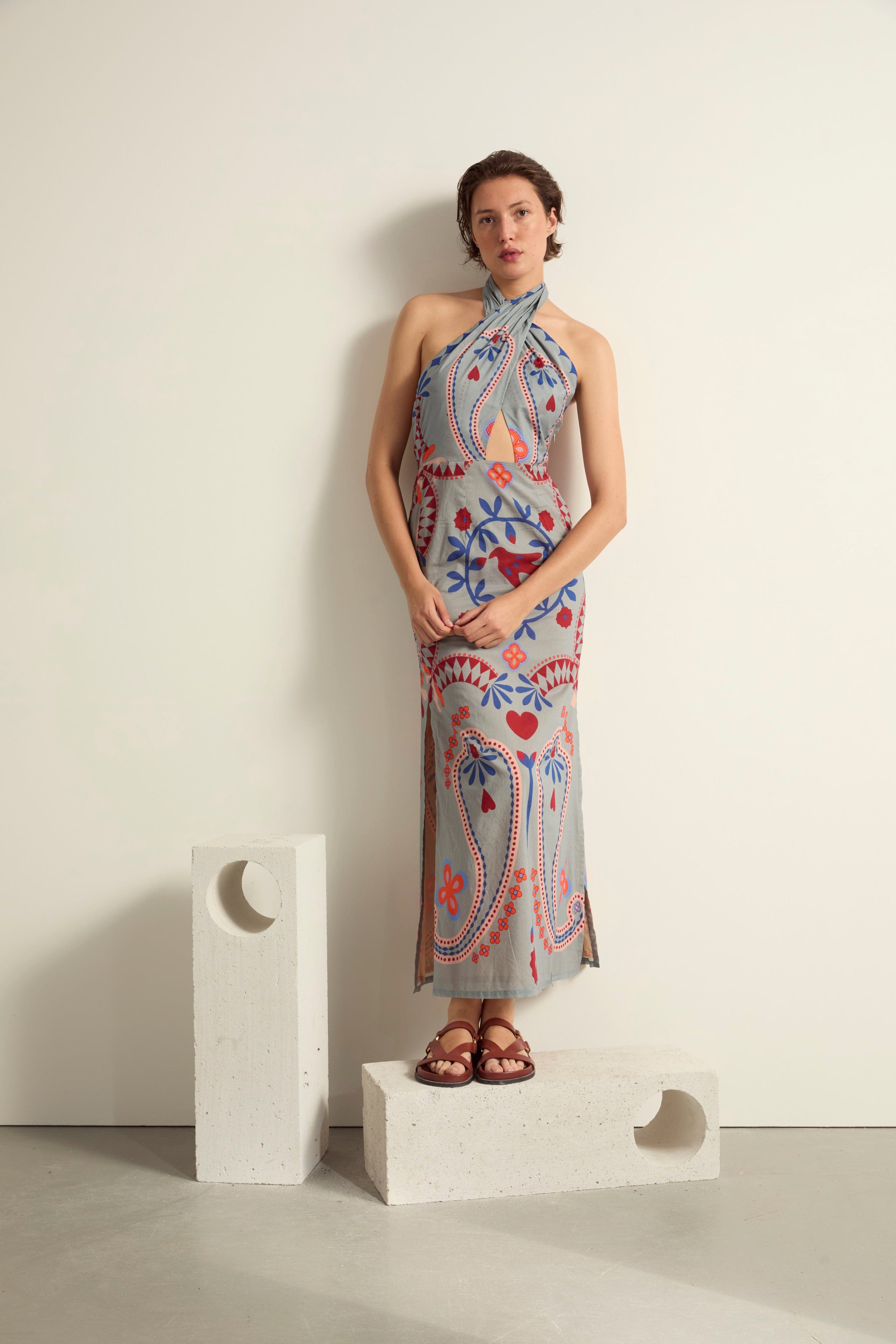 ROBE ALIX IMPRIME BLOSSOM - MINERAL BLUE
