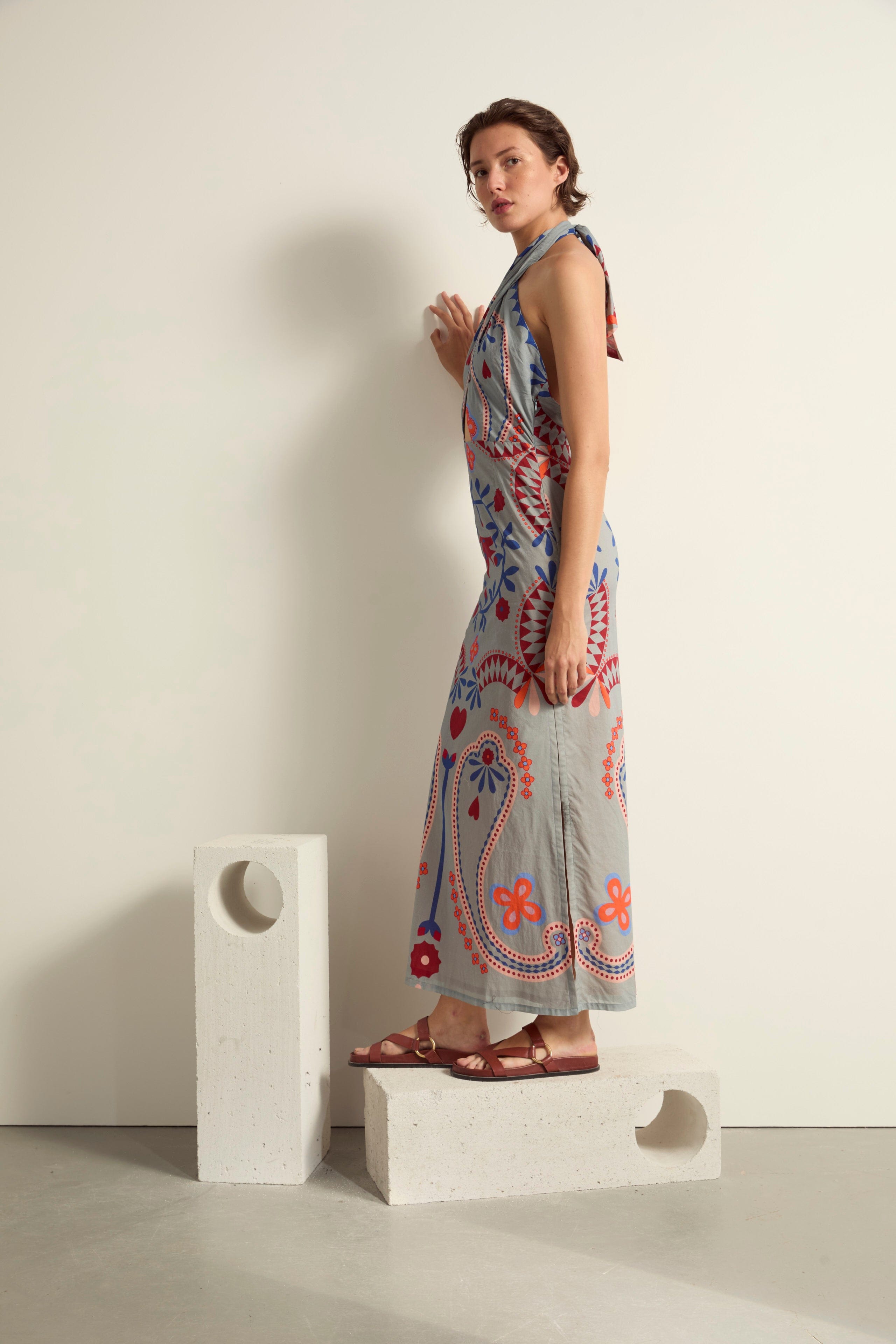 ROBE ALIX IMPRIME BLOSSOM - MINERAL BLUE