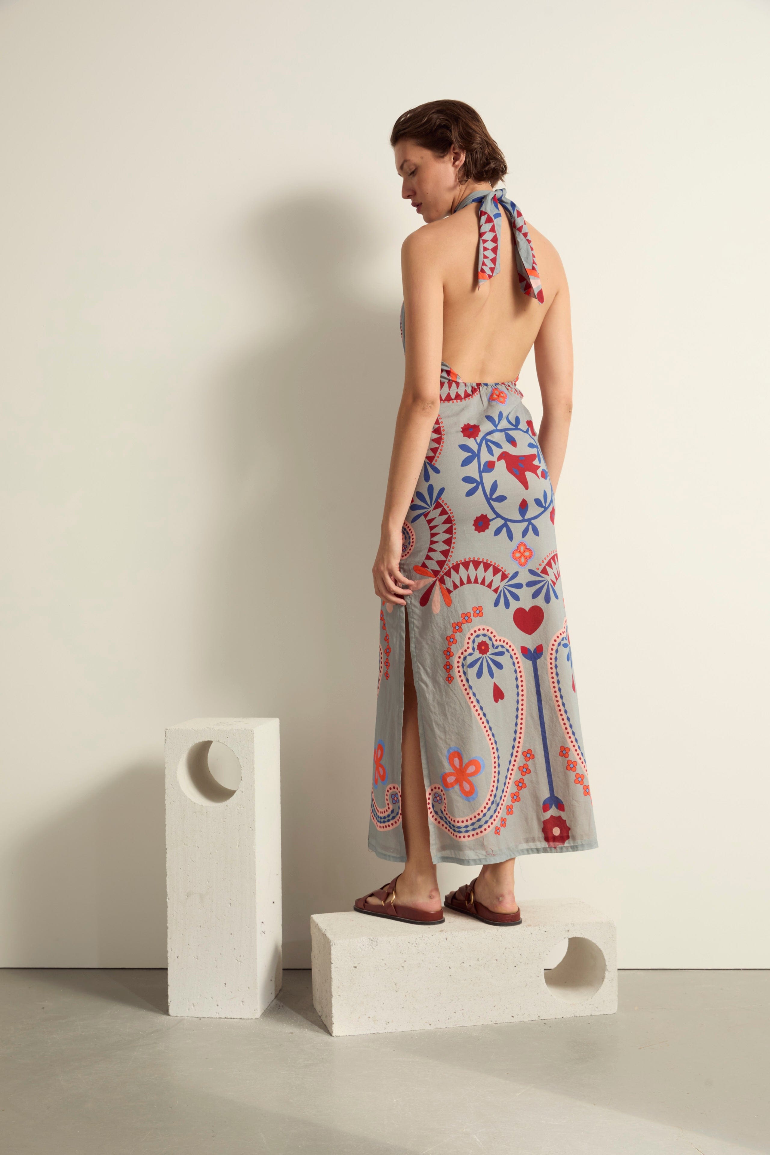 ROBE ALIX IMPRIME BLOSSOM - MINERAL BLUE
