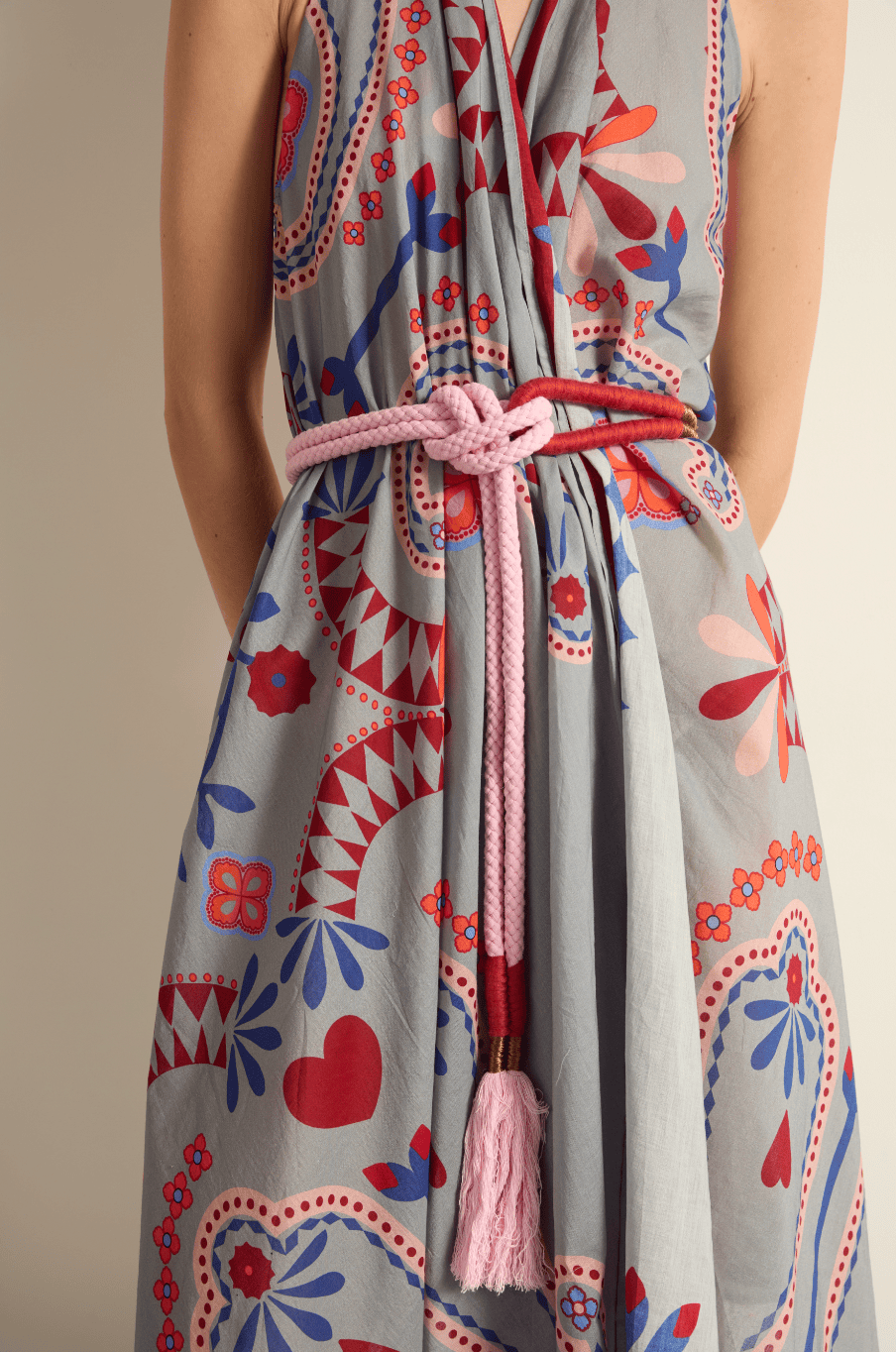 ROBE PARÉO MALIN MI-LONG ALINE IMPRIME BLOSSOM - MINERAL BLUE