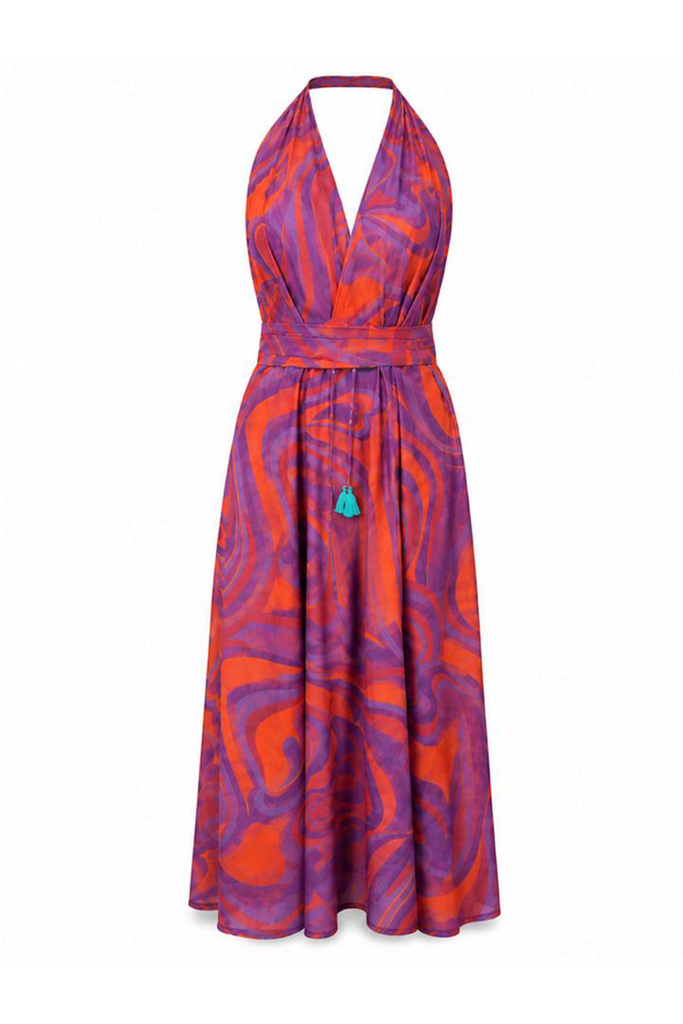 ROBE PARÉO MALIN MI-LONG ALINE - IMPRIME ONDAS