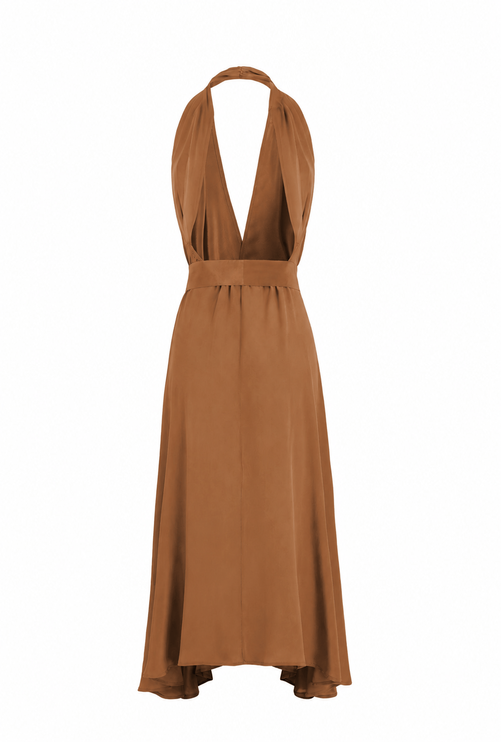 ROBE TAMARA SOIE - HAVANE BROWN