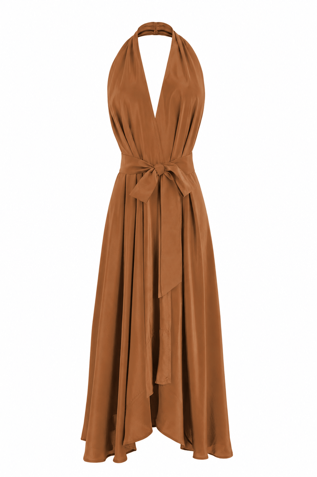 ROBE TAMARA SOIE - HAVANE BROWN