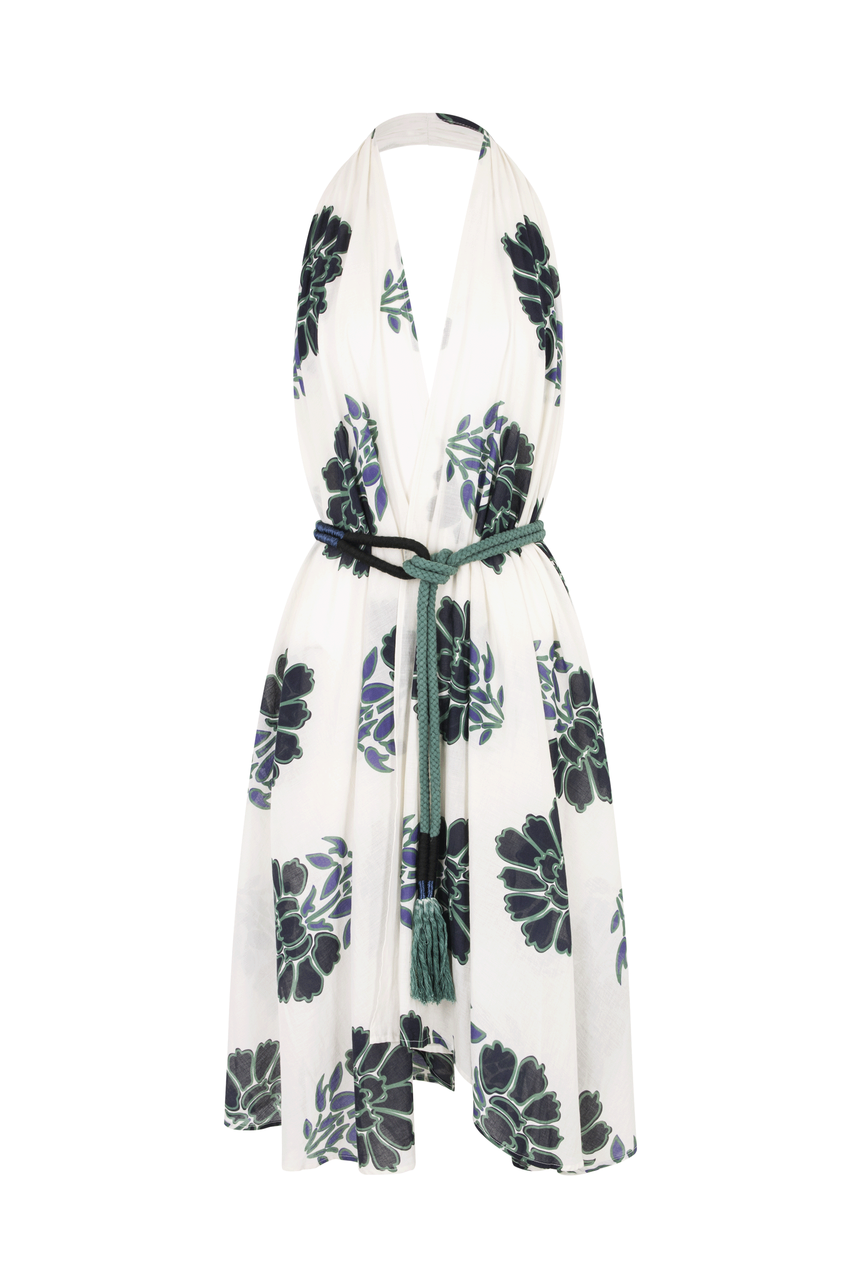 ALINE PAREO MALIN DRESS MID-LONG INDIAN FLOWERS PRINT - BLUE