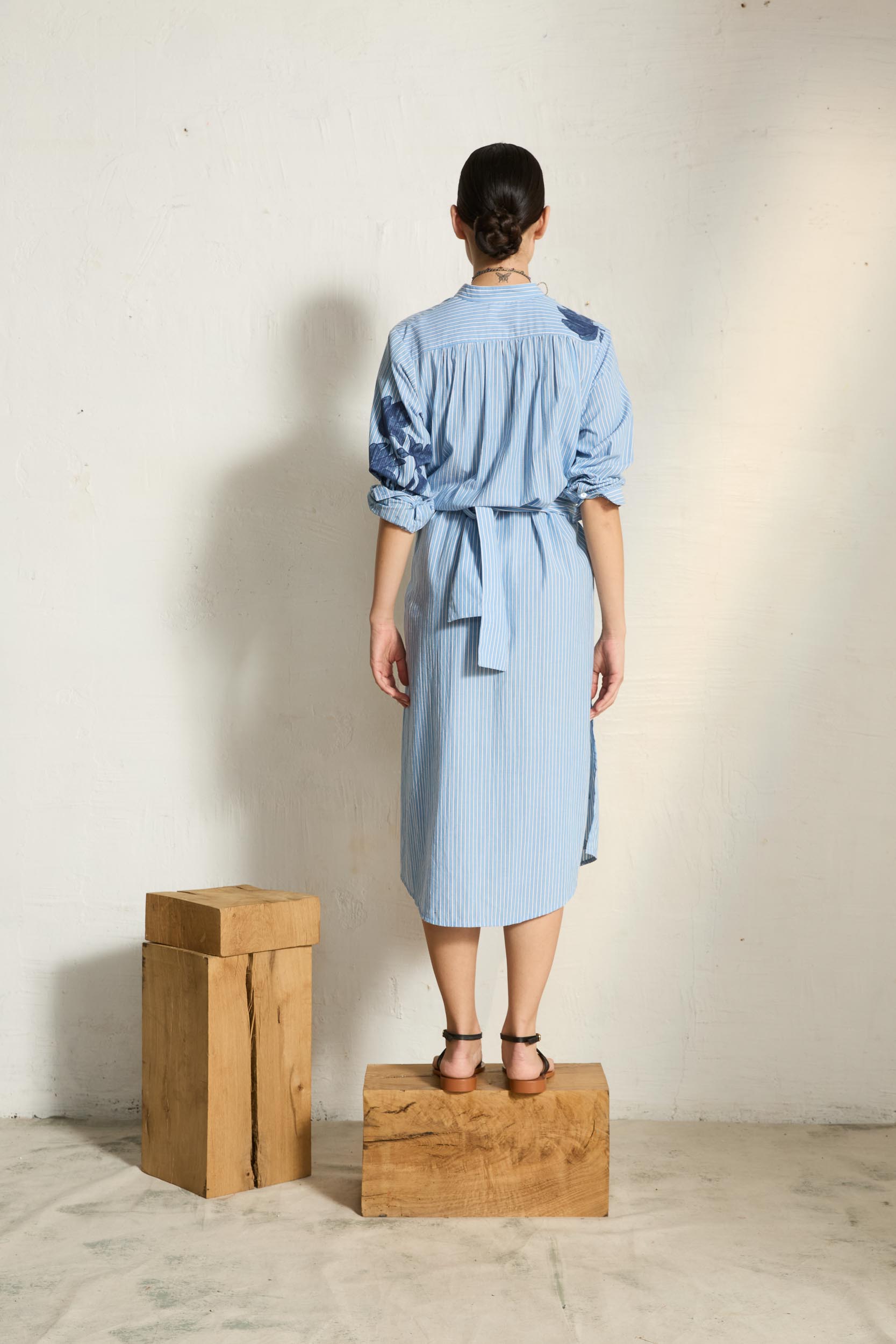 ALBANE ORCHID PRINT DRESS - BLUE