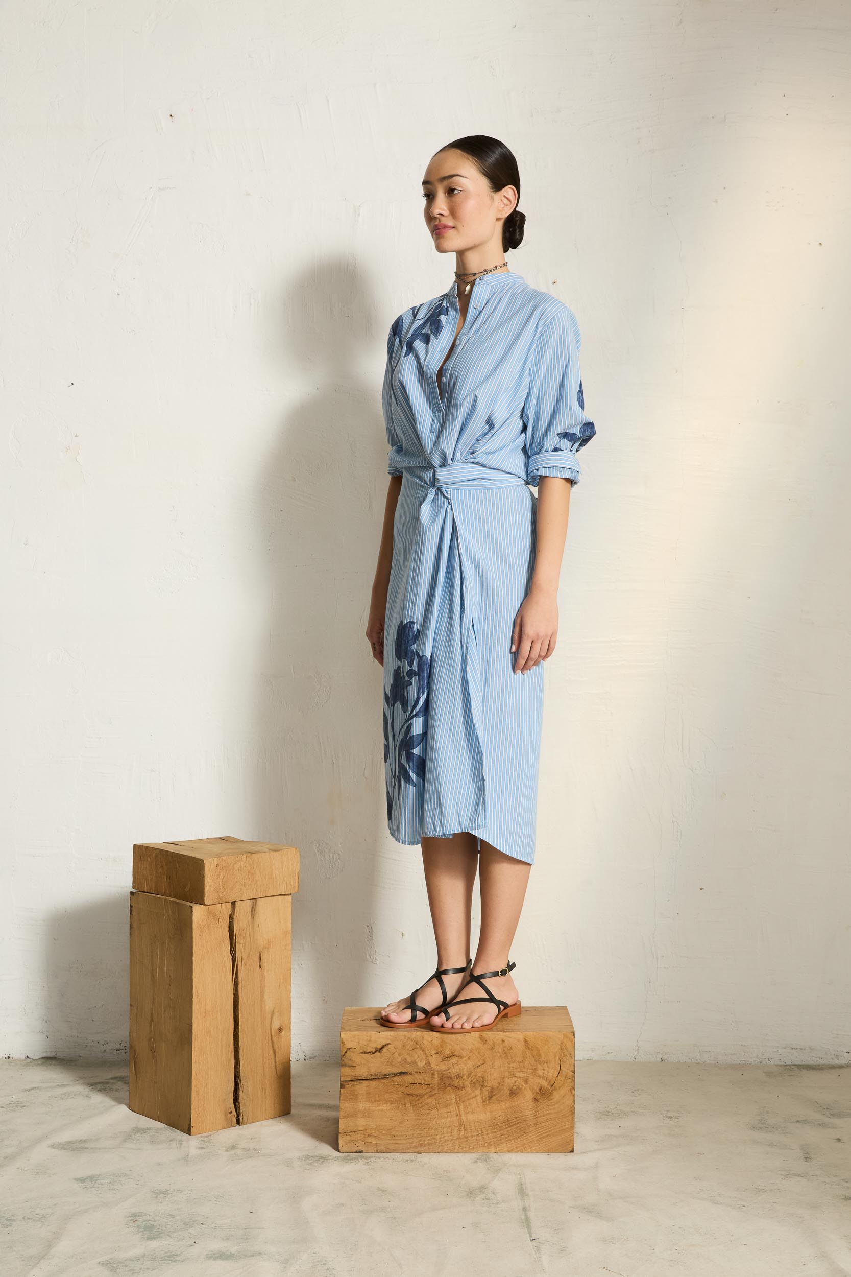 ALBANE ORCHID PRINT DRESS - BLUE