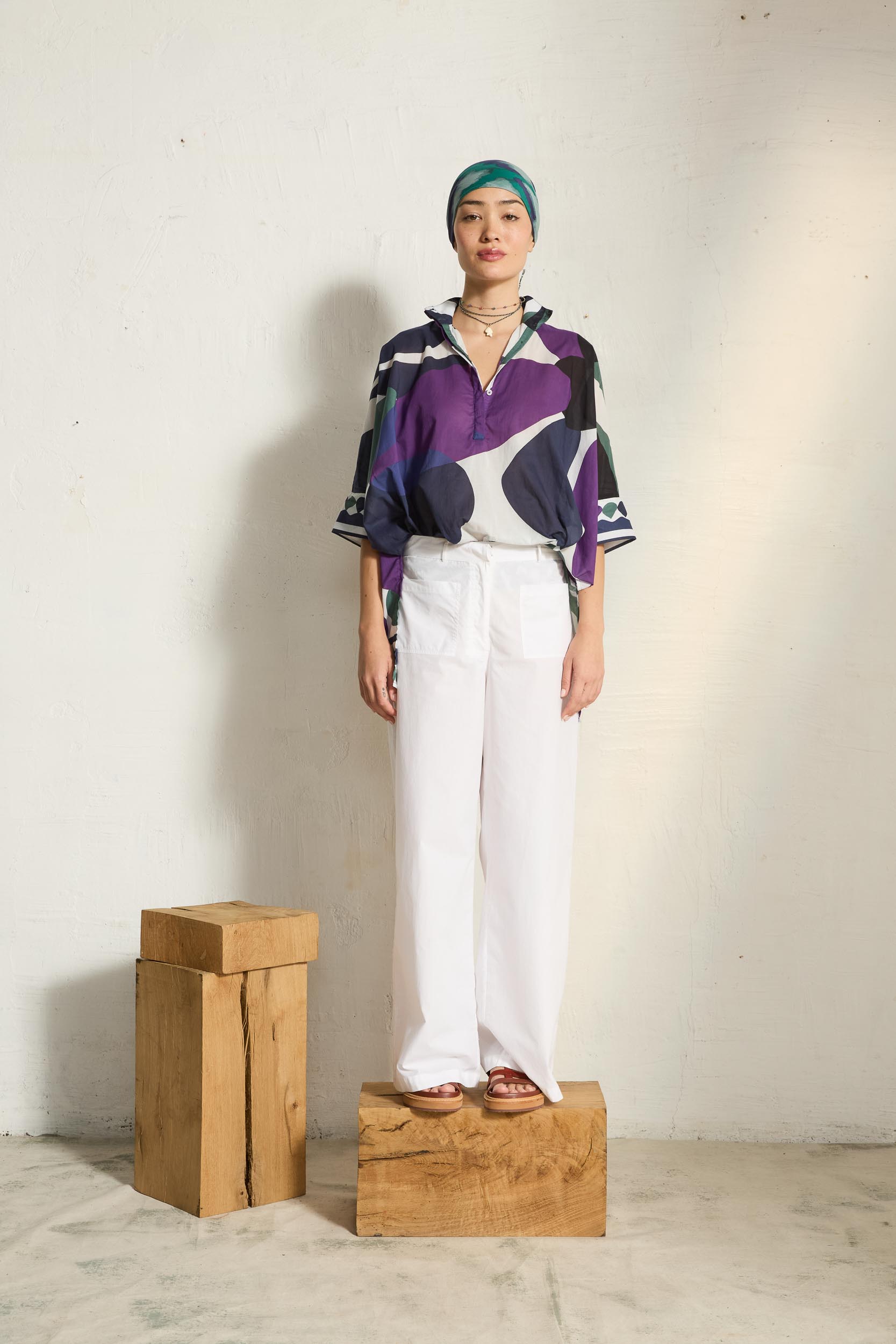 TD CHECK PRINTED BANDANA - LAGOON