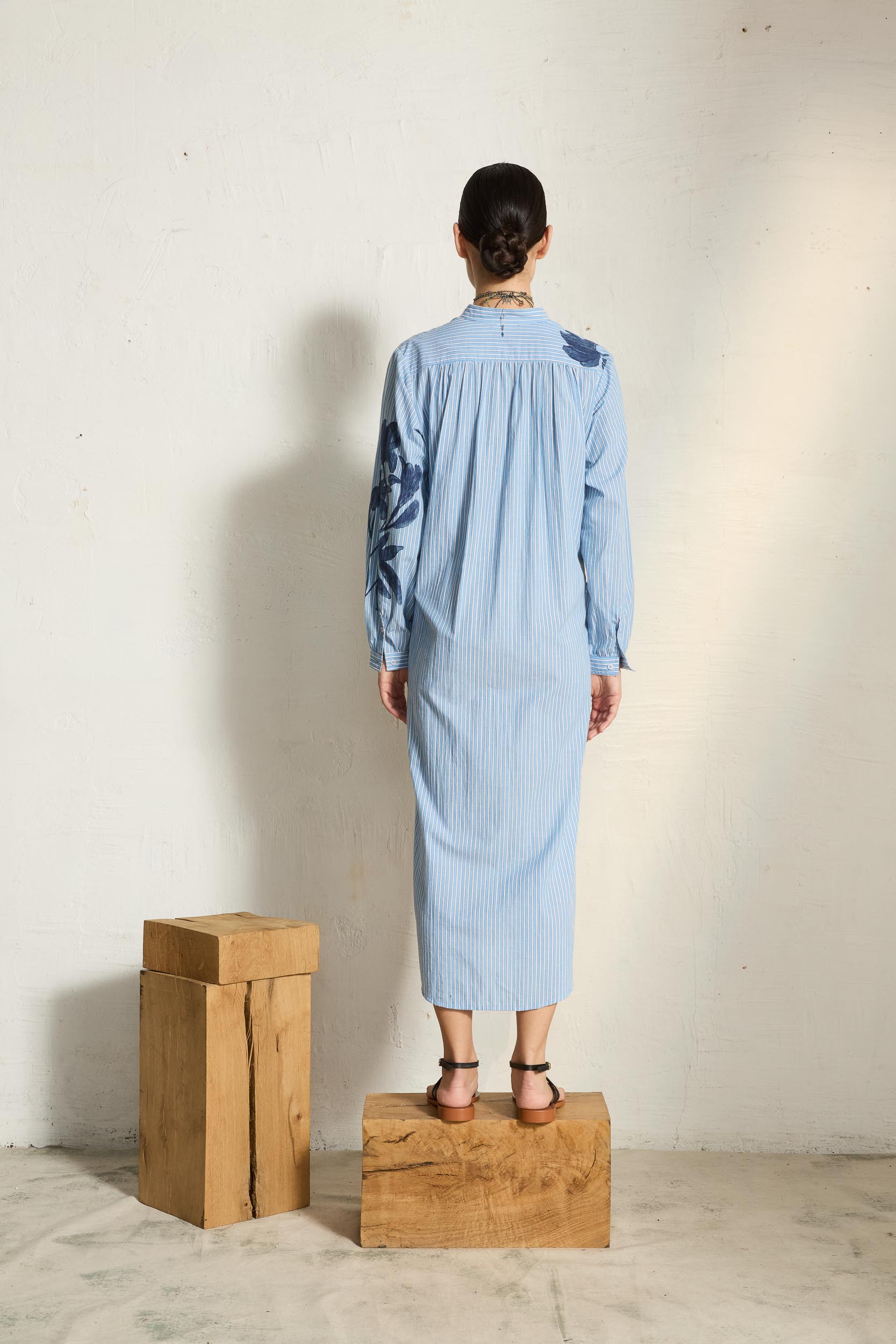 ALBANE ORCHID PRINT DRESS - BLUE