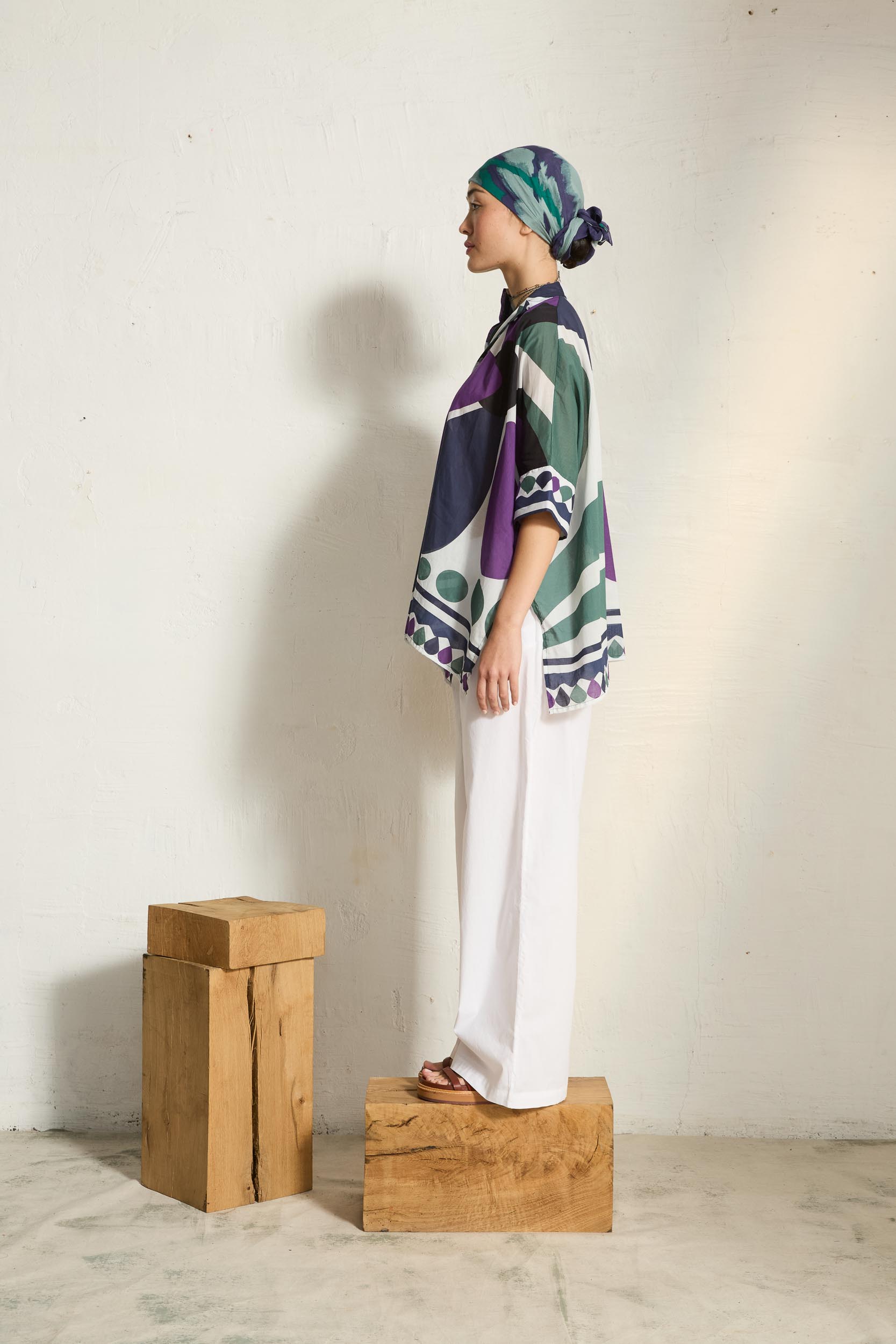 TD CHECK PRINTED BANDANA - LAGOON